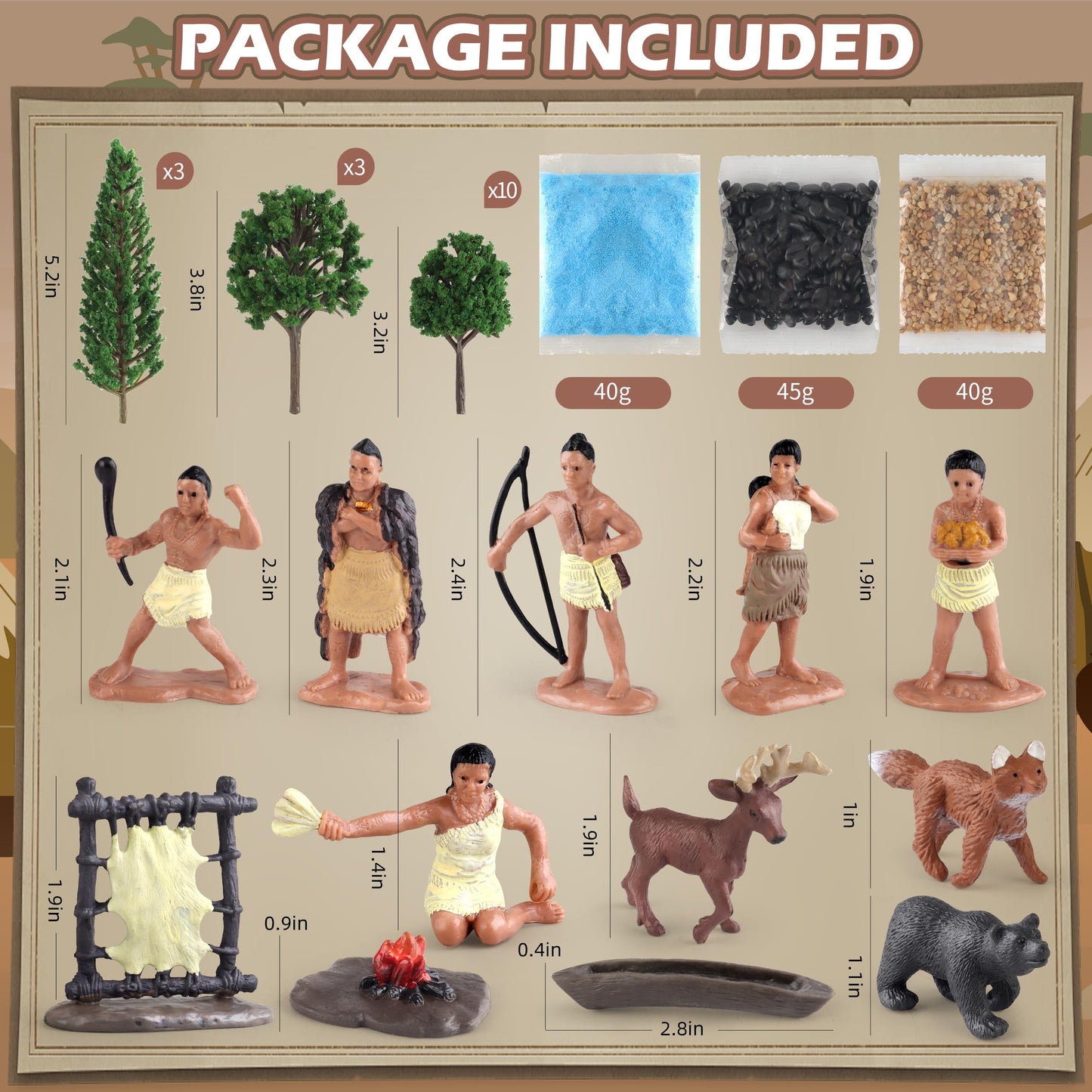 wookidel Powhatan Indians Figurines Set – Educational Native American Figures for Kids