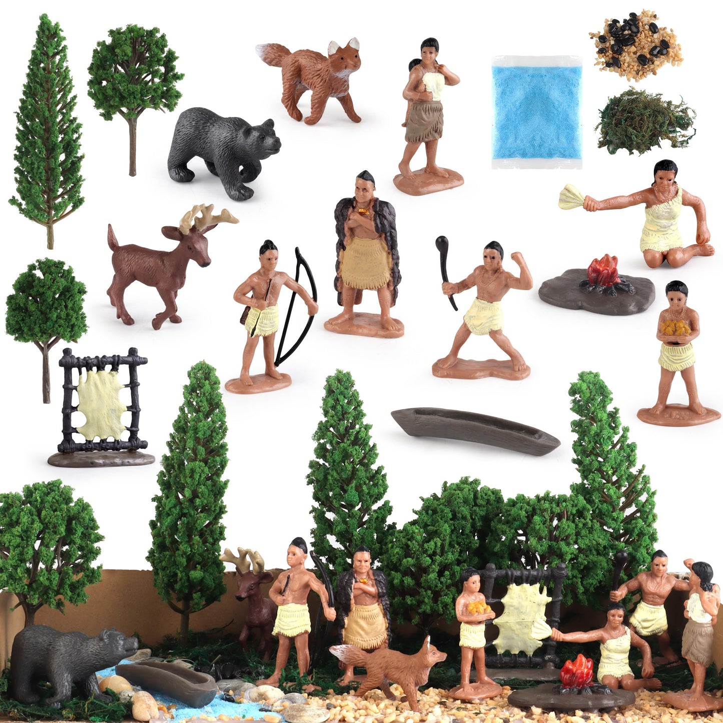 wookidel Powhatan Indians Figurines Set – Educational Native American Figures for Kids