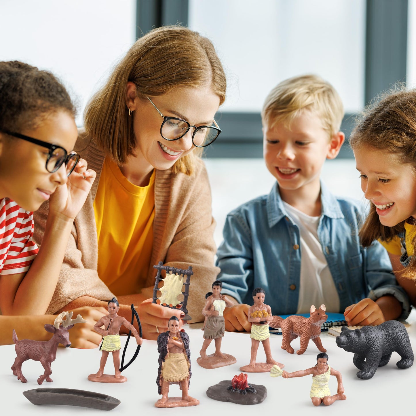 wookidel Powhatan Indians Figurines Set – Educational Native American Figures for Kids