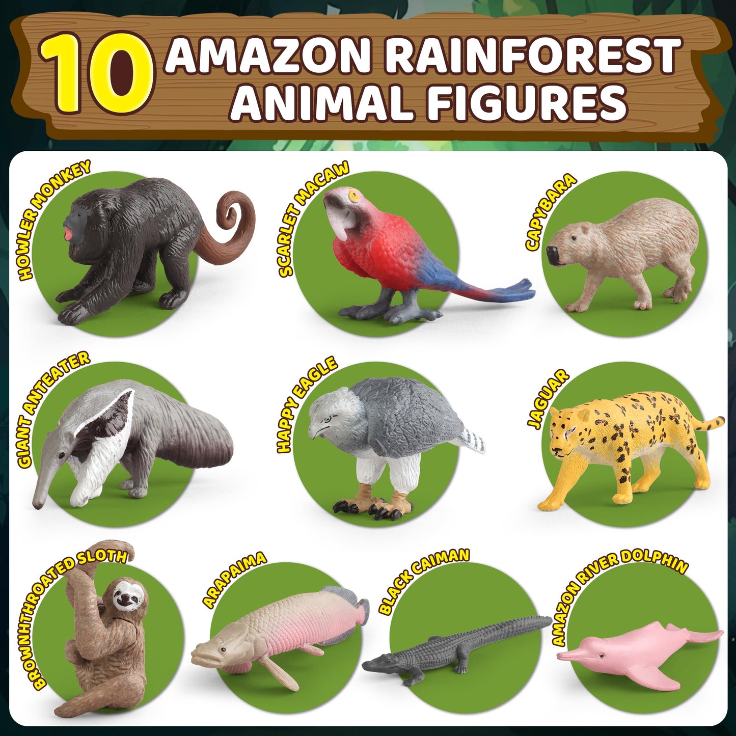 Wookidel 37Pcs Rainforest Animals Figures Set - Jungle Diorama Supplies for Kids