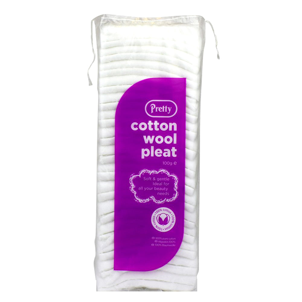 Pretty Cotton Wool Pleat Gentle & Absorbent for Skincare & Beauty Routines 100 g/3.53 oz