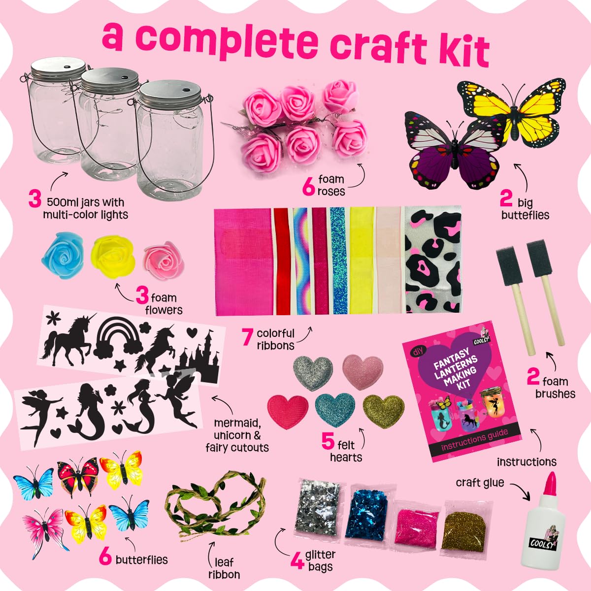 WOOODLIFY Light-Up Unicorn Lantern Craft Kit – 3 Magical Jars for Girls 8-12