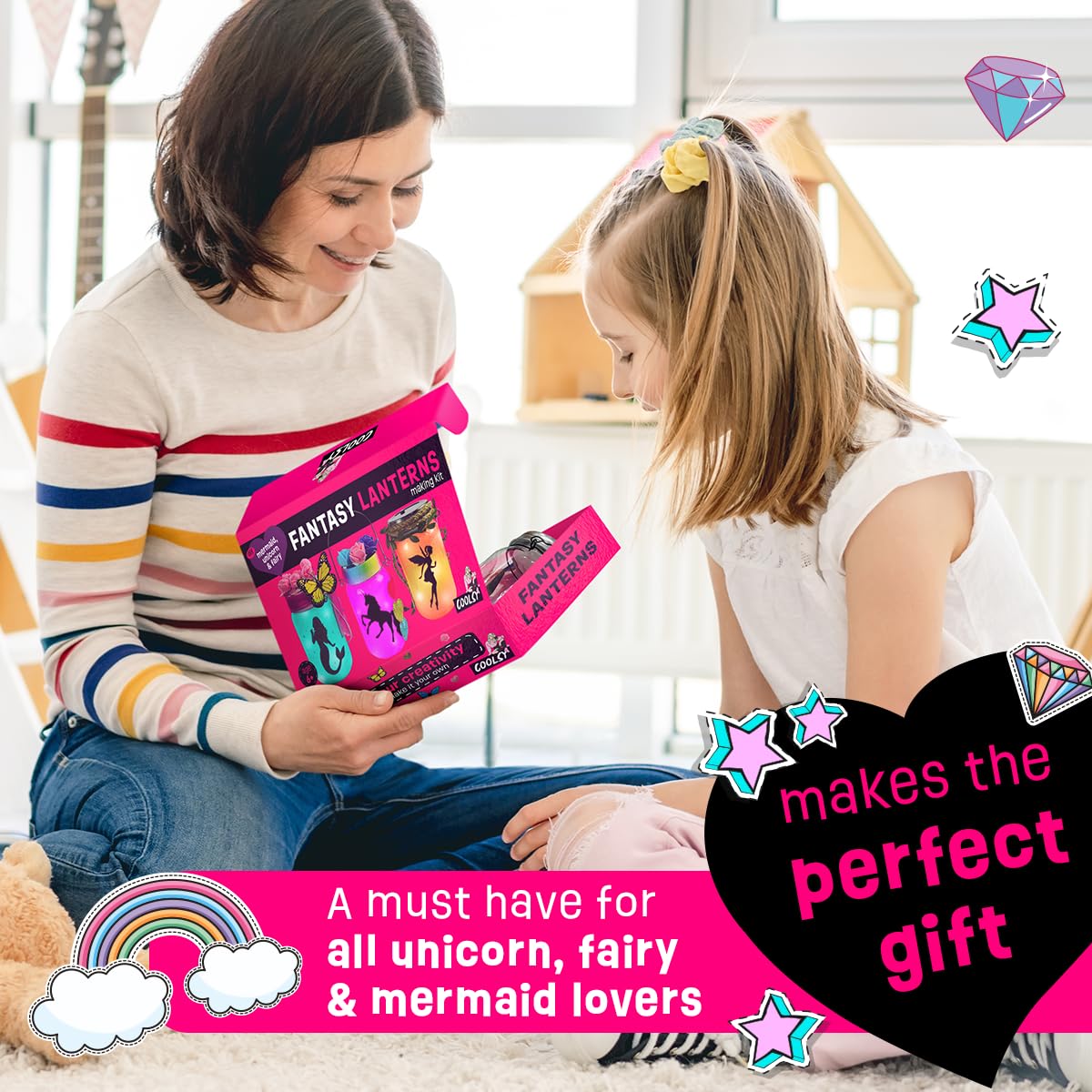 WOOODLIFY Light-Up Unicorn Lantern Craft Kit – 3 Magical Jars for Girls 8-12