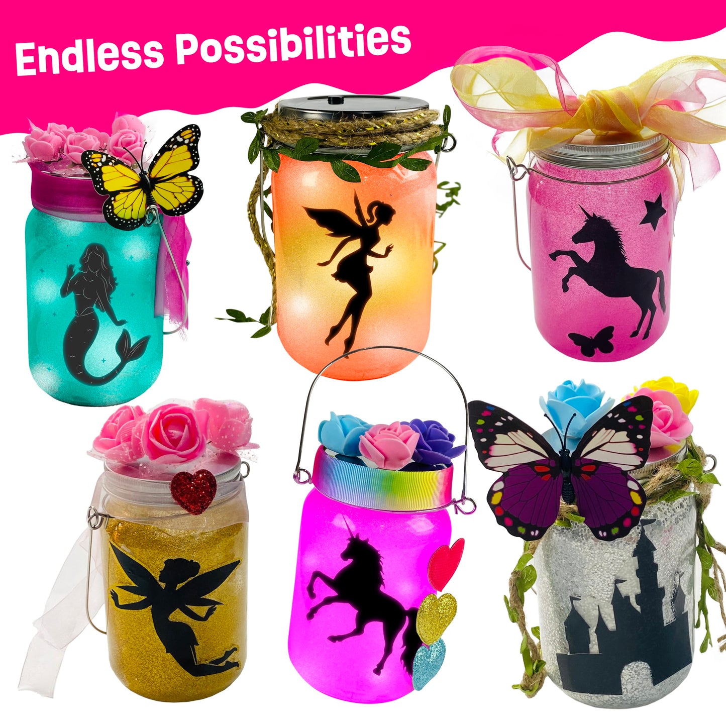 WOOODLIFY Light-Up Unicorn Lantern Craft Kit – 3 Magical Jars for Girls 8-12