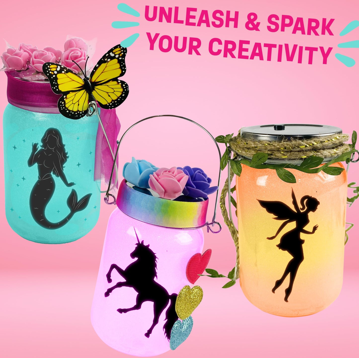 WOOODLIFY Light-Up Unicorn Lantern Craft Kit – 3 Magical Jars for Girls 8-12