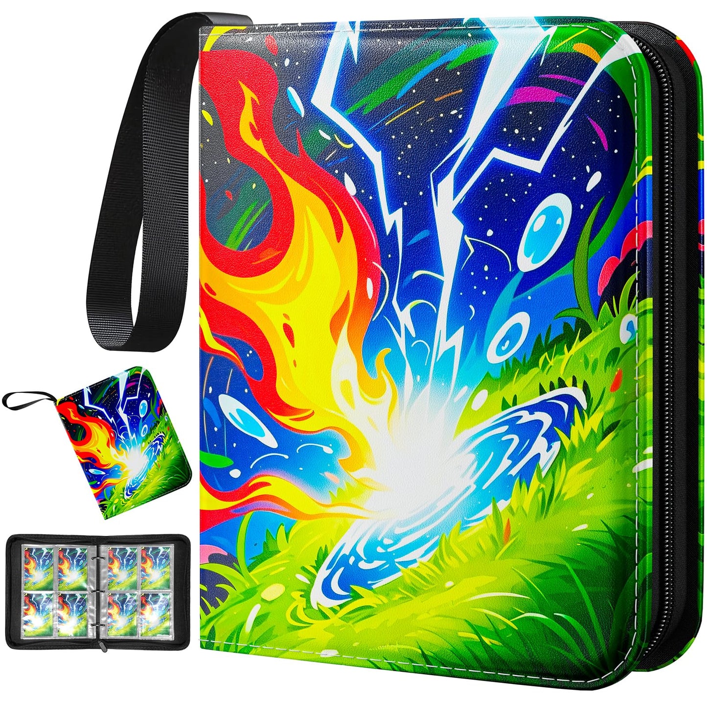 Woorhive 4-Pocket Trading Card Binder - Holds 400 Cards, Waterproof PU Cover, 50 Removable Sleeves