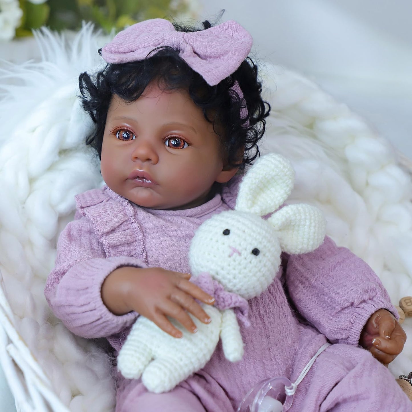 WOOROY Realistic Reborn Baby Doll Black Girl - 18 Inch African American Newborn Doll with Soft Cloth Body + Gift Set