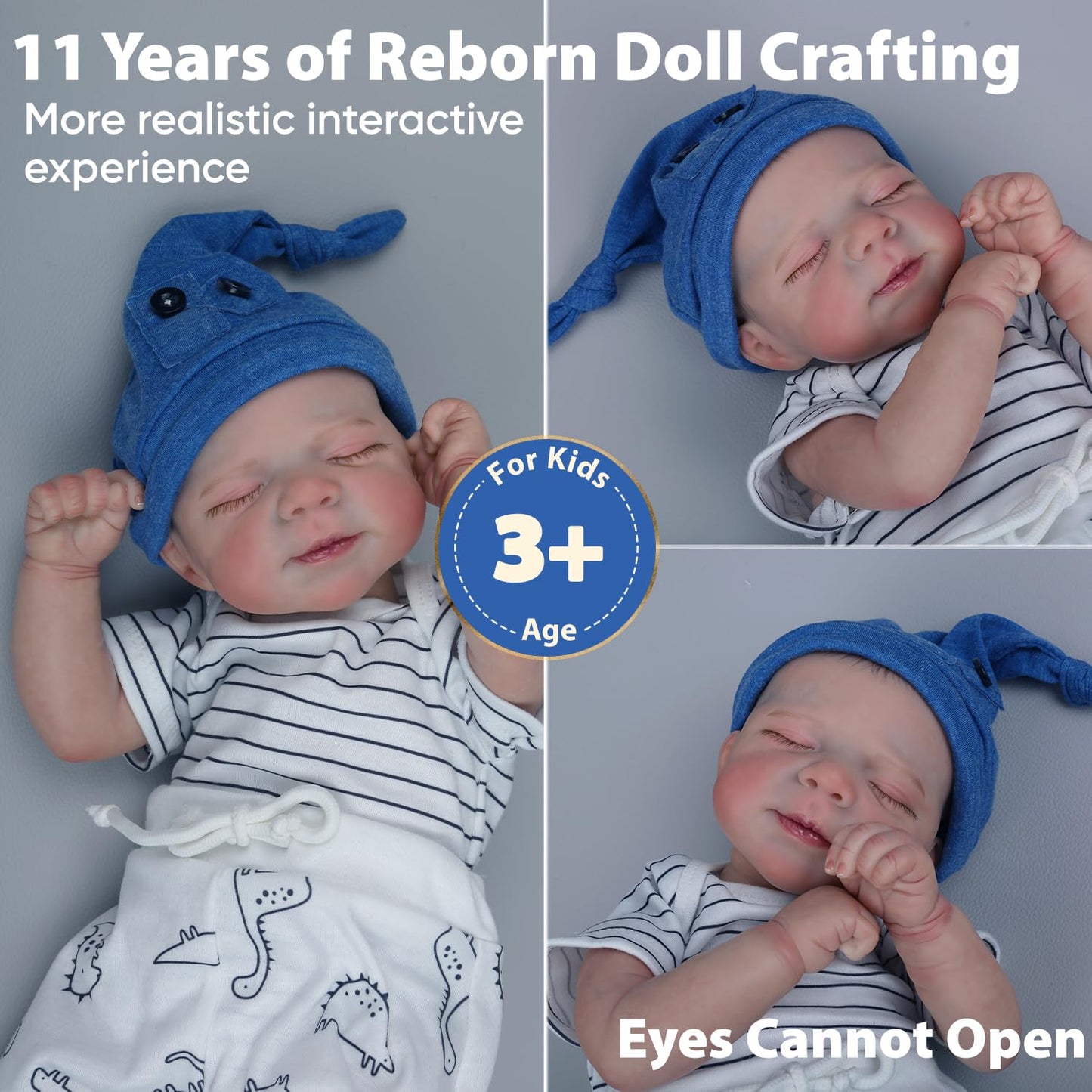 WOOROY Realistic Reborn Baby Doll Boy – 18-Inch Sleeping Newborn, Soft Cloth Body, Lifelike Gift