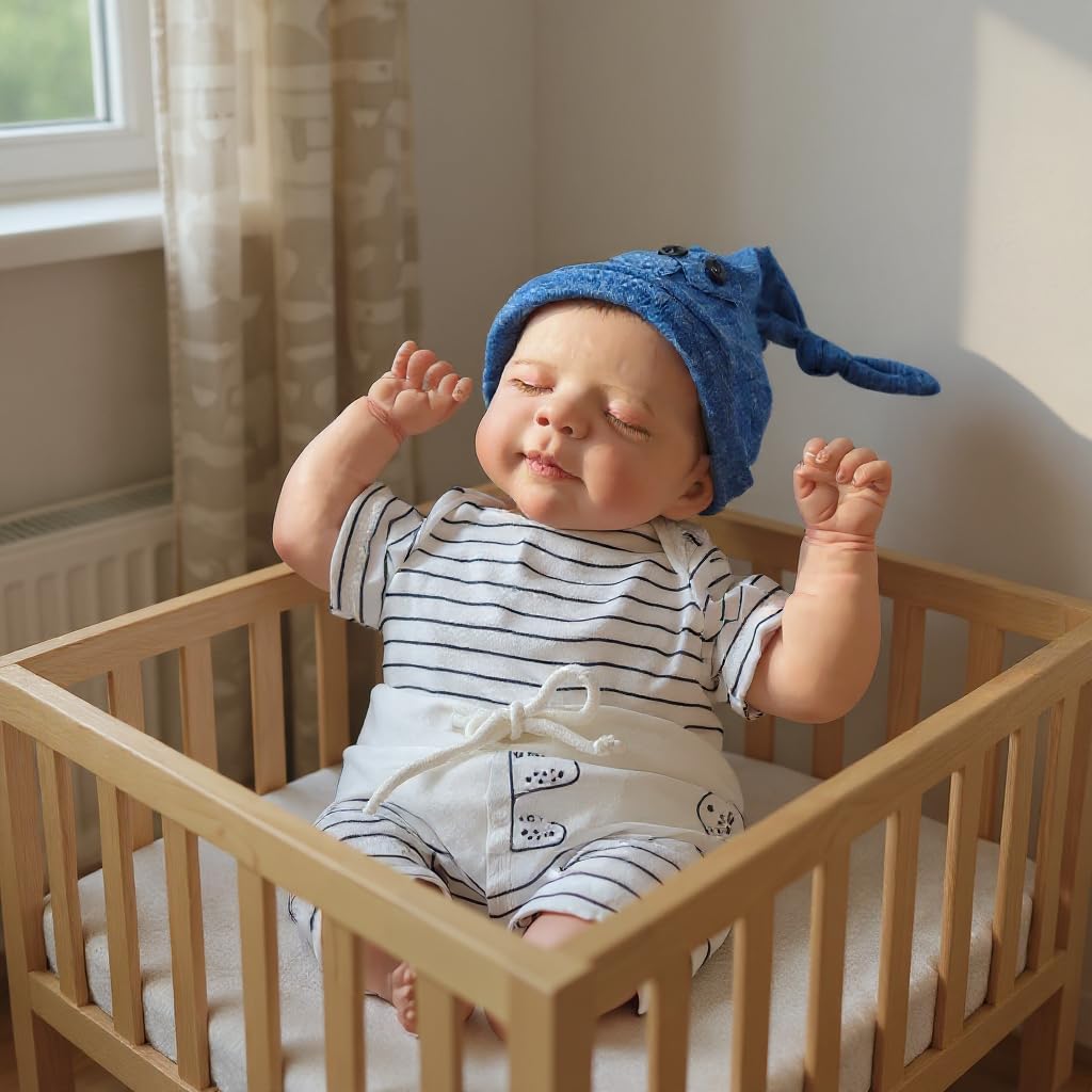WOOROY Realistic Reborn Baby Doll Boy – 18-Inch Sleeping Newborn, Soft Cloth Body, Lifelike Gift