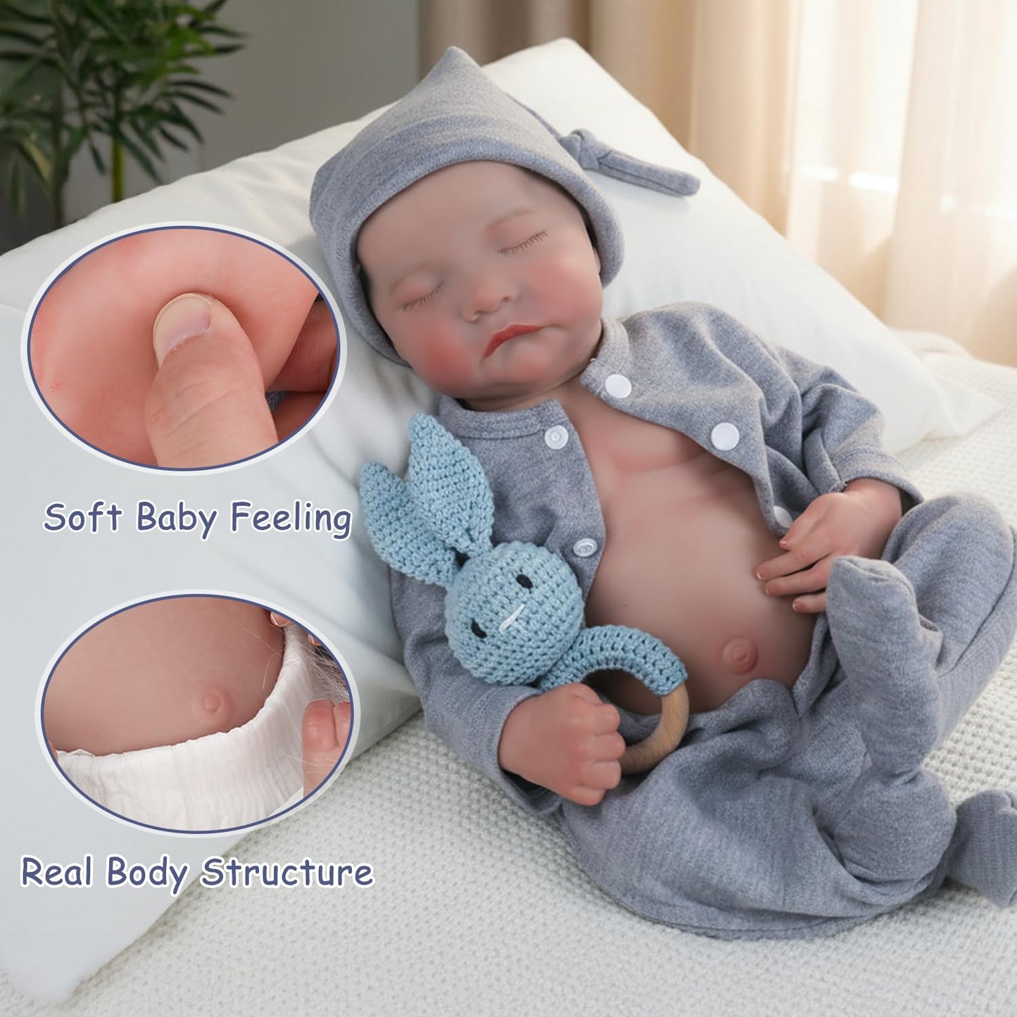 WOOROY Realistic Reborn Baby Doll – 18-Inch Lifelike Boy with Accessories