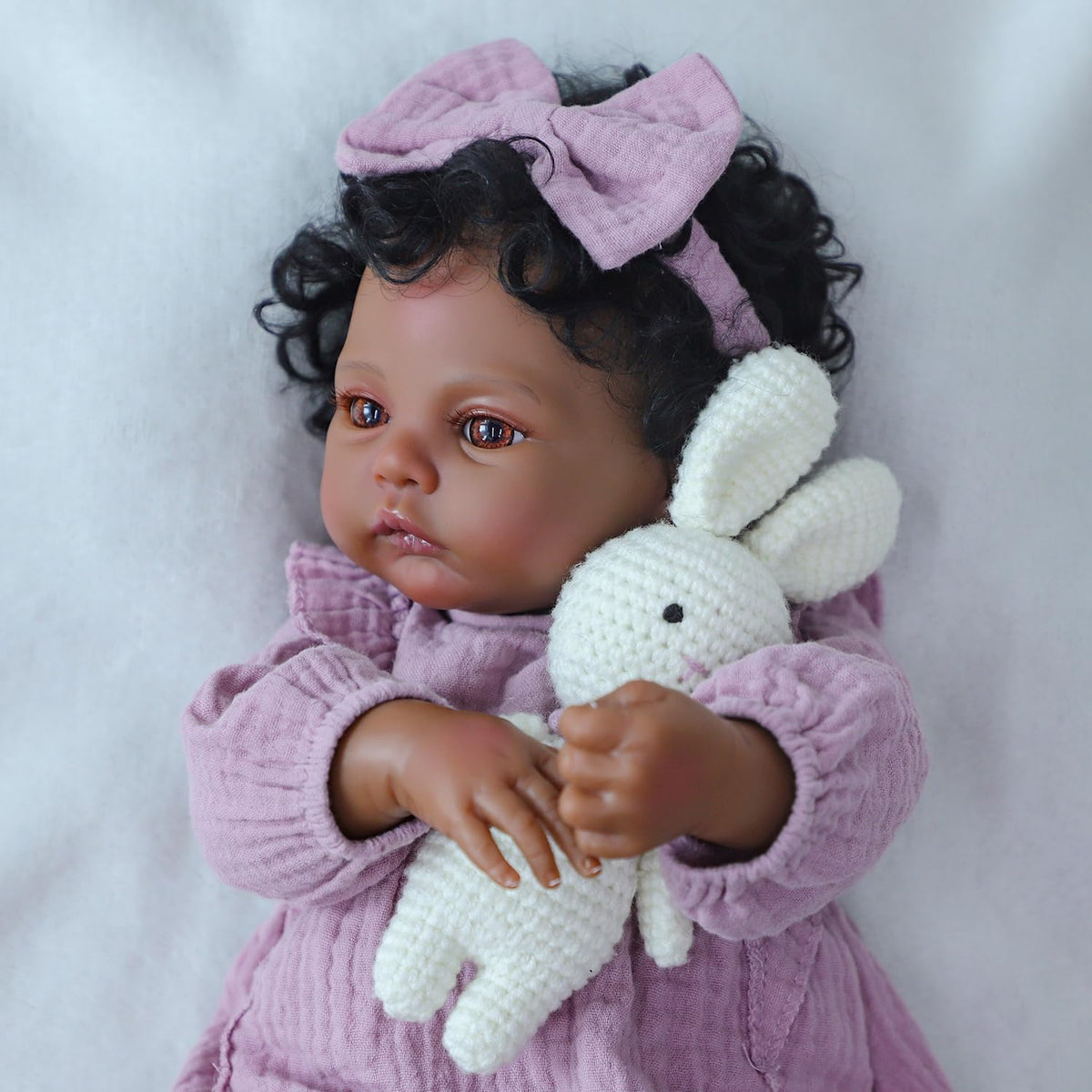 WOOROY Realistic Reborn Baby Doll Black Girl - 18 Inch African American Newborn Doll with Soft Cloth Body + Gift Set