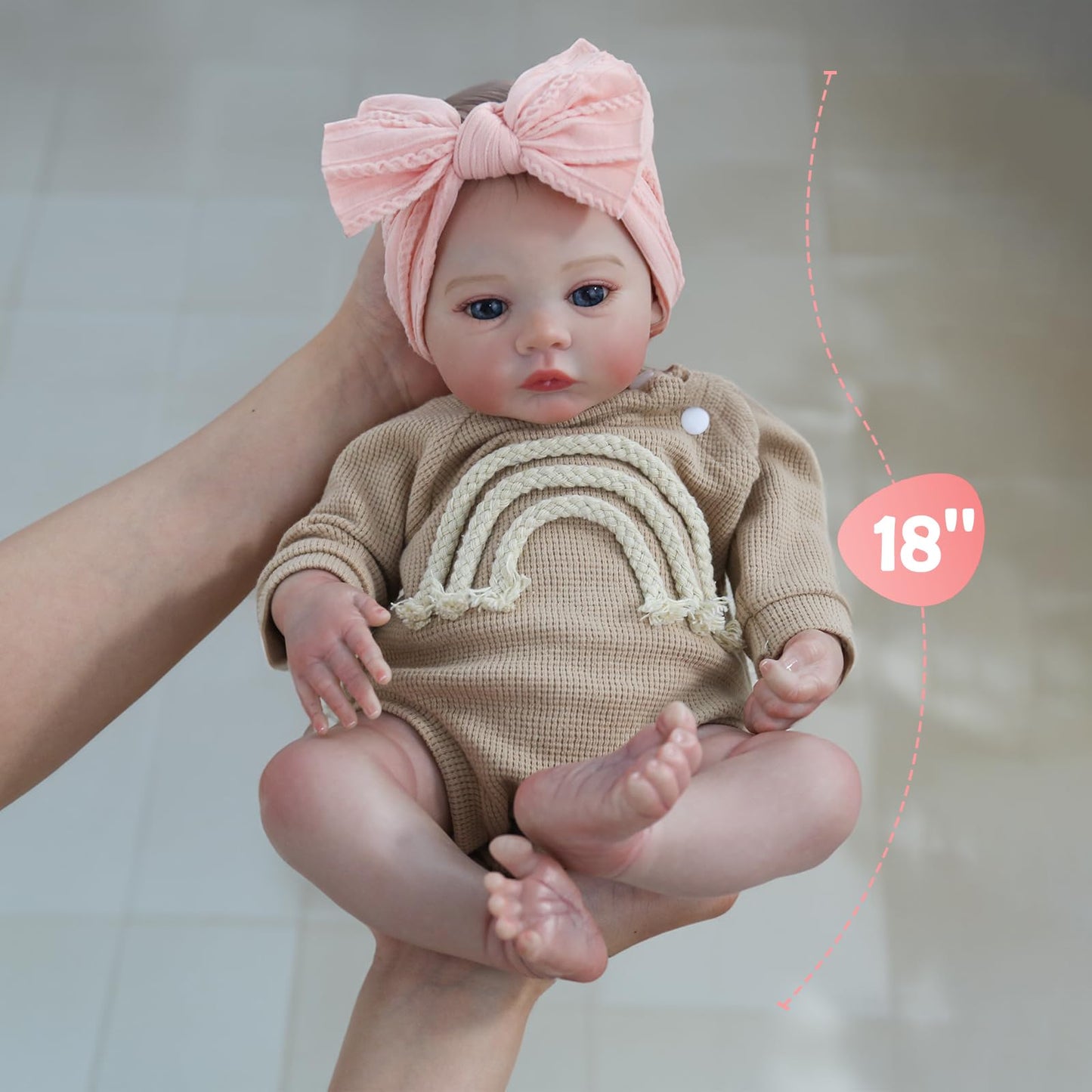 WOOROY 18-Inch Realistic Reborn Baby Doll – Lifelike Girl with Weighted Body, Safe for Ages 3+