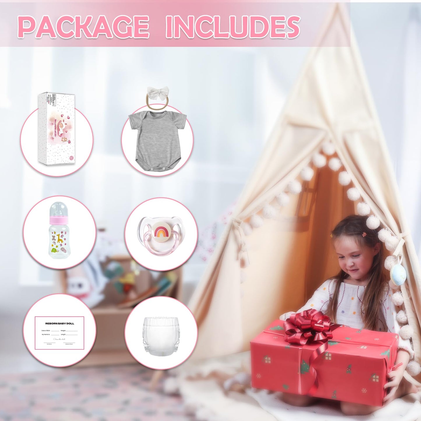 WOOROY Realistic Reborn Baby Doll – 20-Inch Lifelike Baby Girl with Full Vinyl Body & Accessory Set
