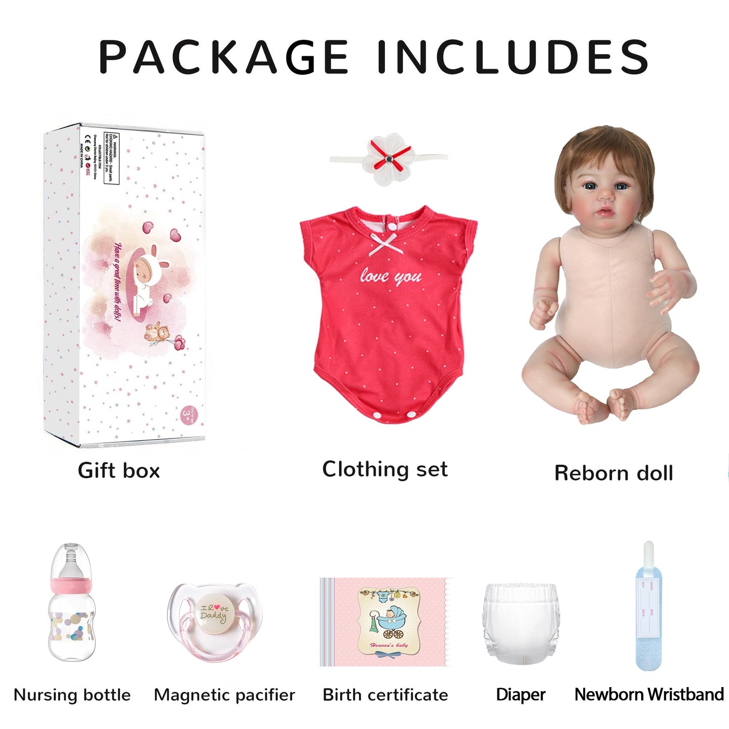 WOOROY Realistic Reborn Baby Doll – 18 Inch Lifelike Newborn Girl with Weighted Body