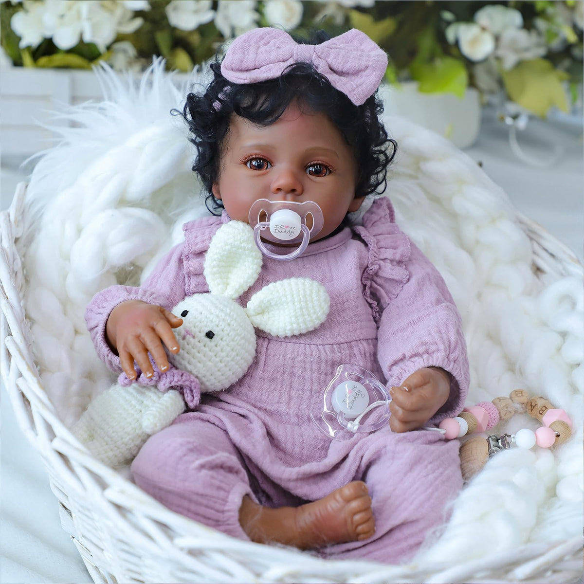 WOOROY Realistic Reborn Baby Doll Black Girl - 18 Inch African American Newborn Doll with Soft Cloth Body + Gift Set