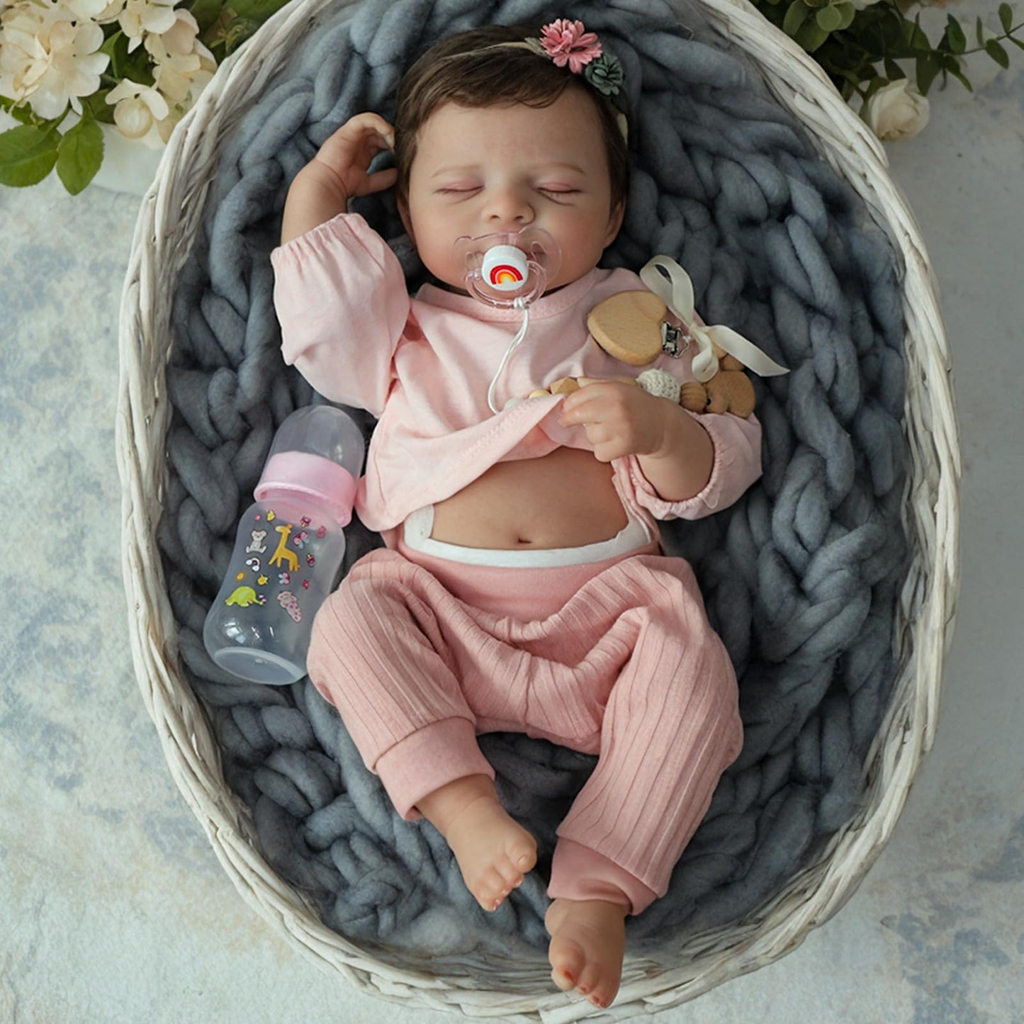 WOOROY Reborn Baby Doll - 18in Full Body Vinyl Girl, Ages 3+ Safe Gift