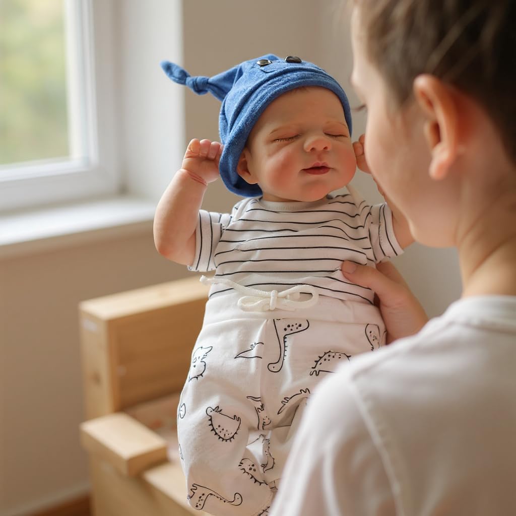 WOOROY Realistic Reborn Baby Doll Boy – 18-Inch Sleeping Newborn, Soft Cloth Body, Lifelike Gift