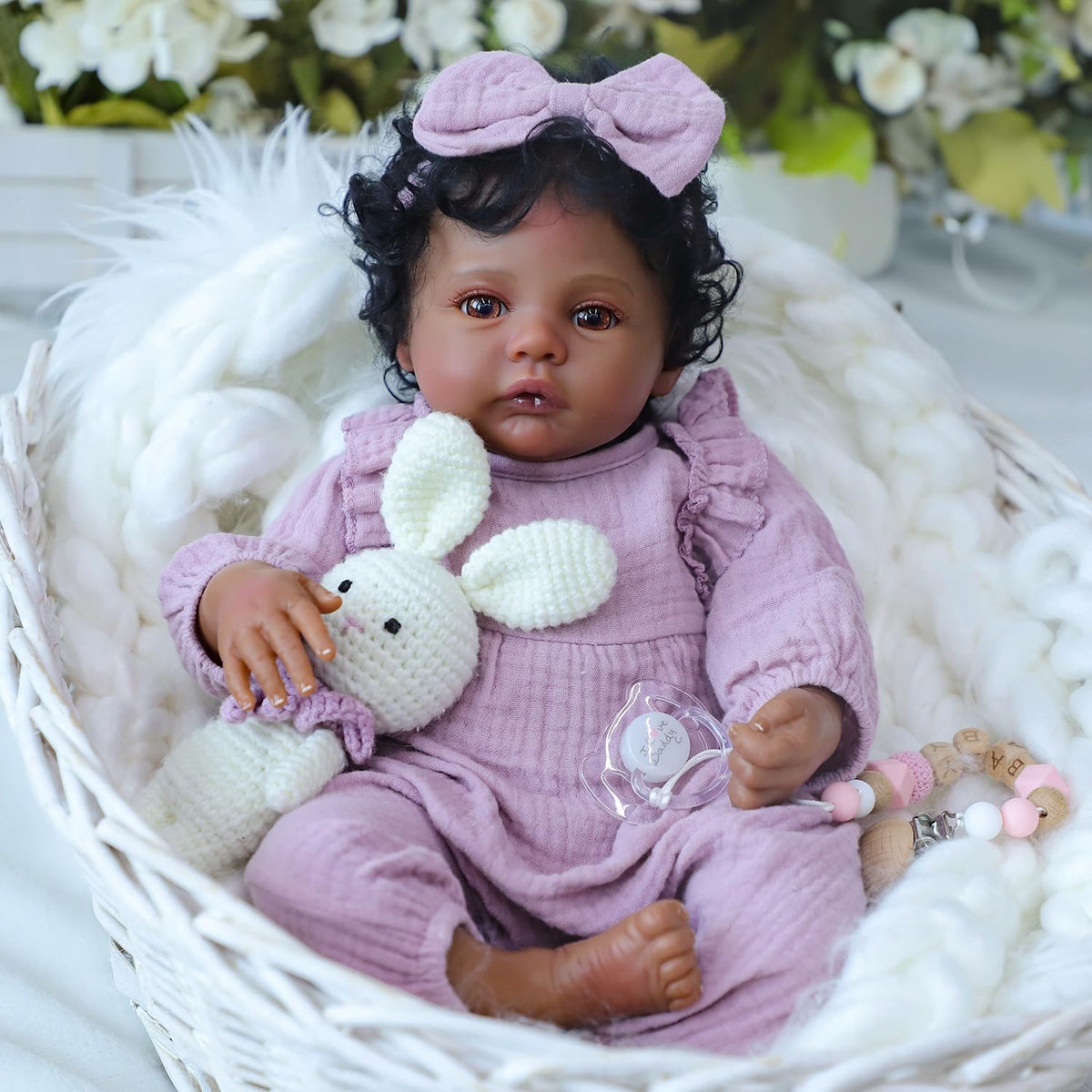 WOOROY Realistic Reborn Baby Doll Black Girl - 18 Inch African American Newborn Doll with Soft Cloth Body + Gift Set