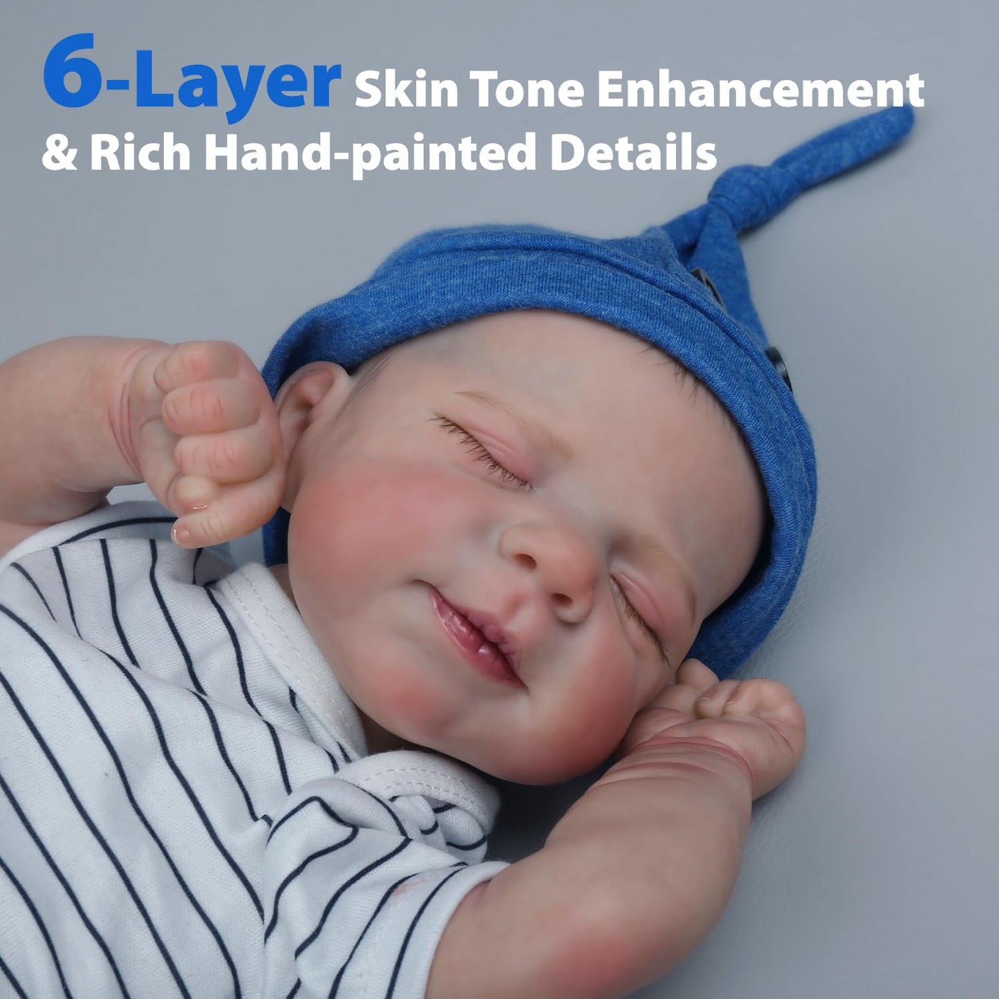WOOROY Realistic Reborn Baby Doll Boy – 18-Inch Sleeping Newborn, Soft Cloth Body, Lifelike Gift