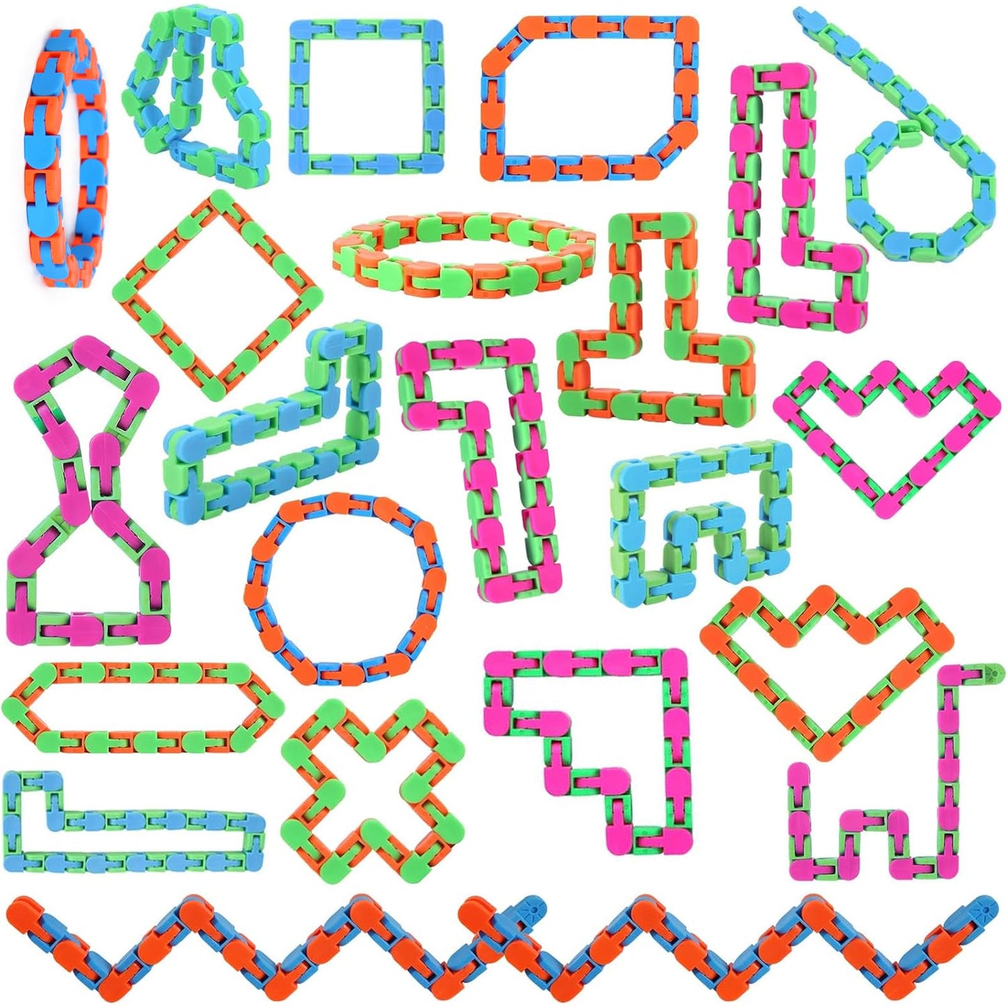 Woosir 24-Pack Wacky Tracks Fidget Toys – Sensory Snaps, Classroom Prizes & Travel Fun