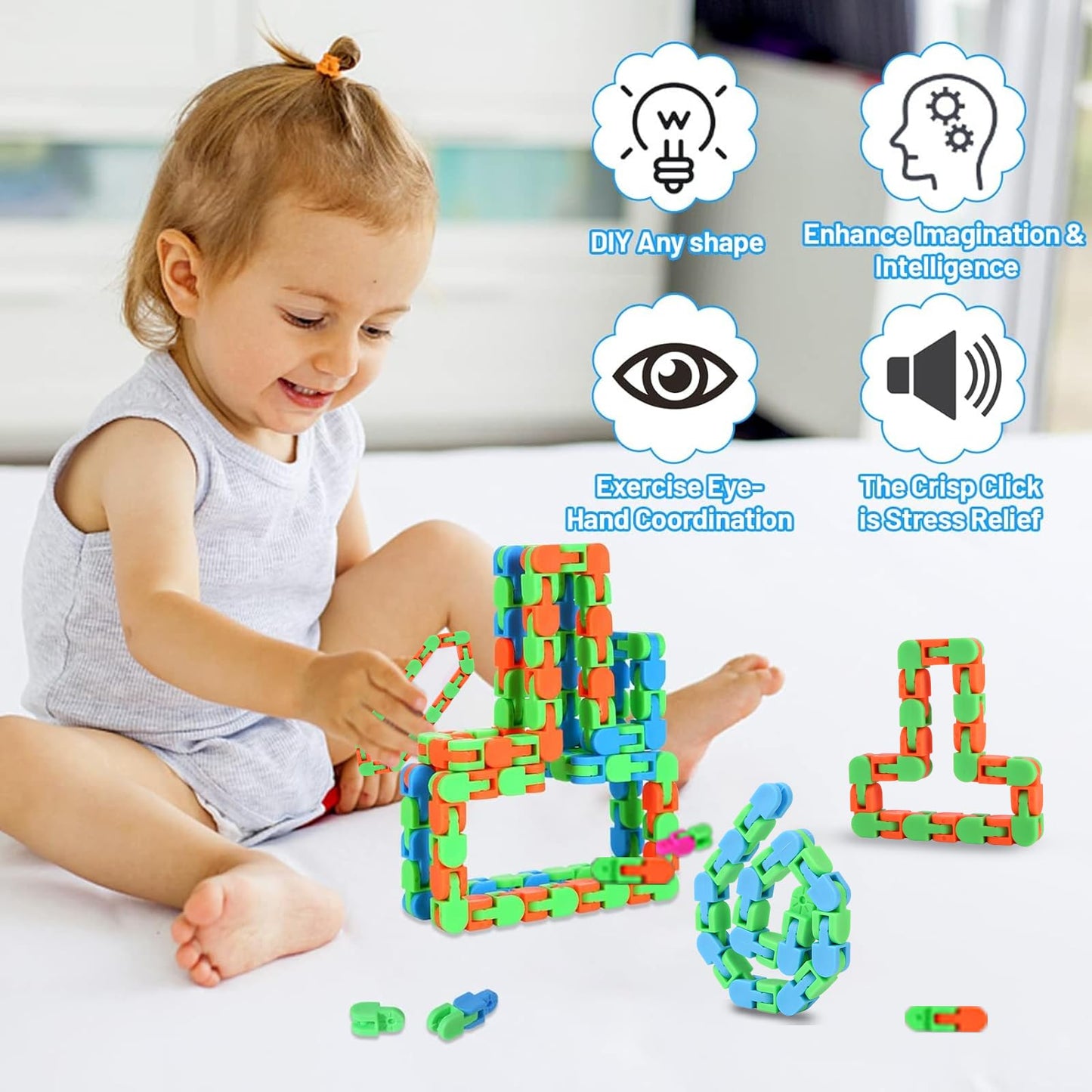 Woosir 24-Pack Wacky Tracks Fidget Toys – Sensory Snaps, Classroom Prizes & Travel Fun