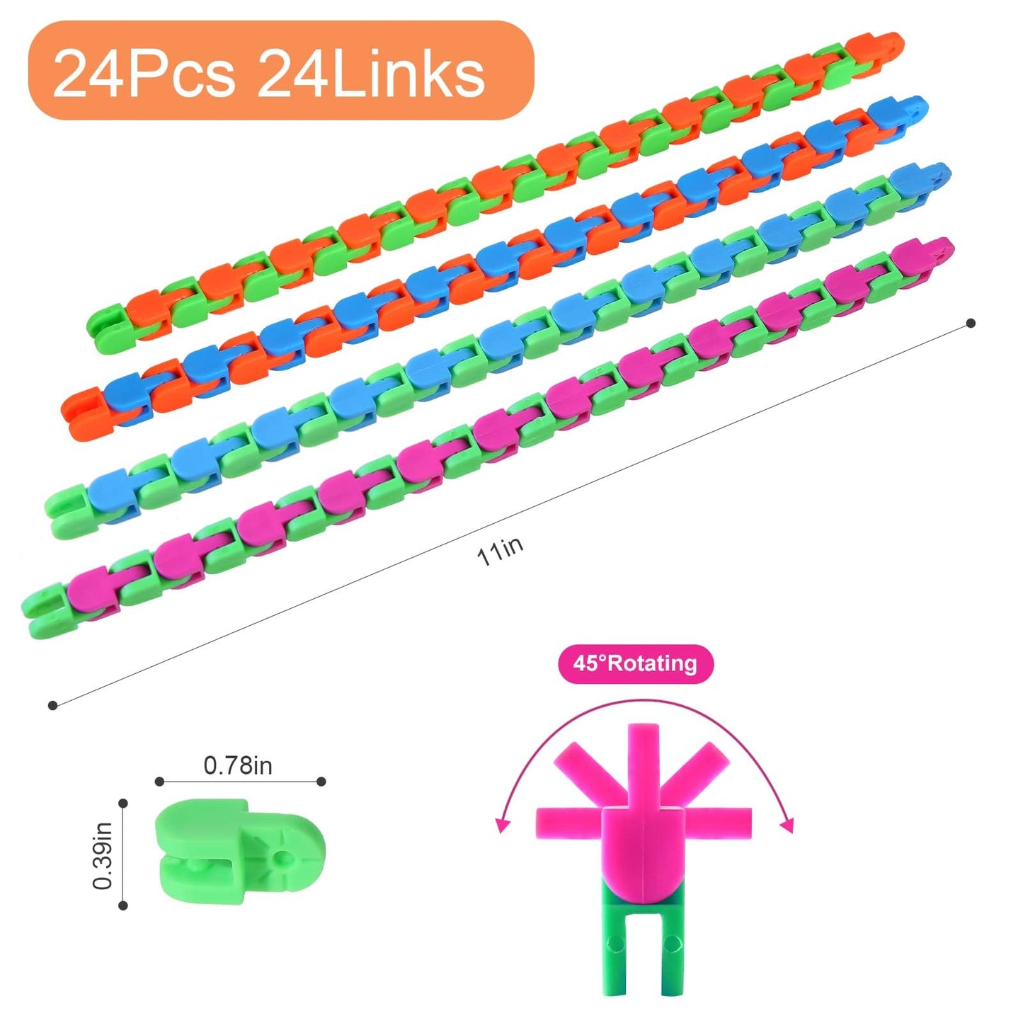 Woosir 24-Pack Wacky Tracks Fidget Toys – Sensory Snaps, Classroom Prizes & Travel Fun