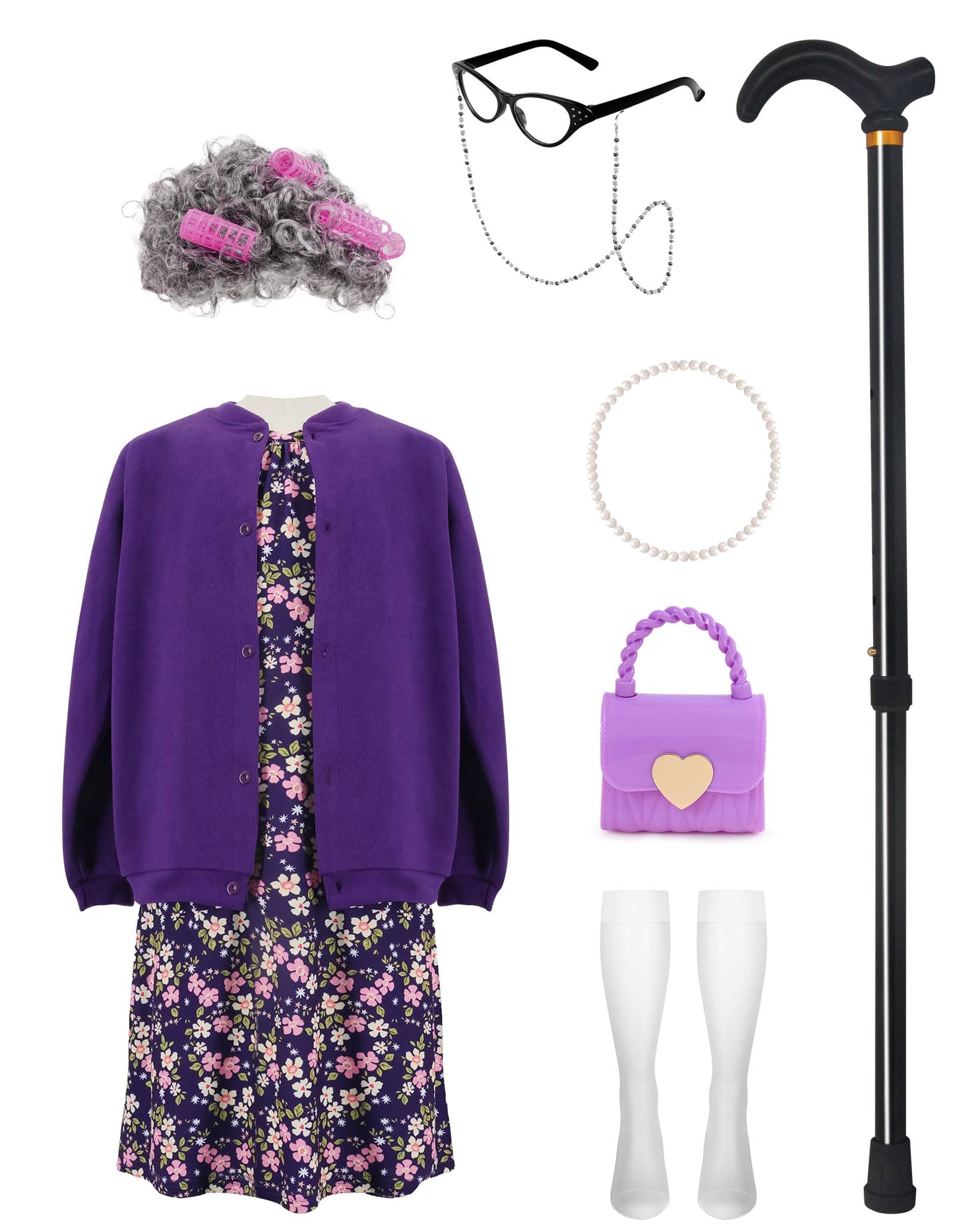 WooWee Kids Girl 100 Days of School Costume – Old Lady Dress Up for Girls