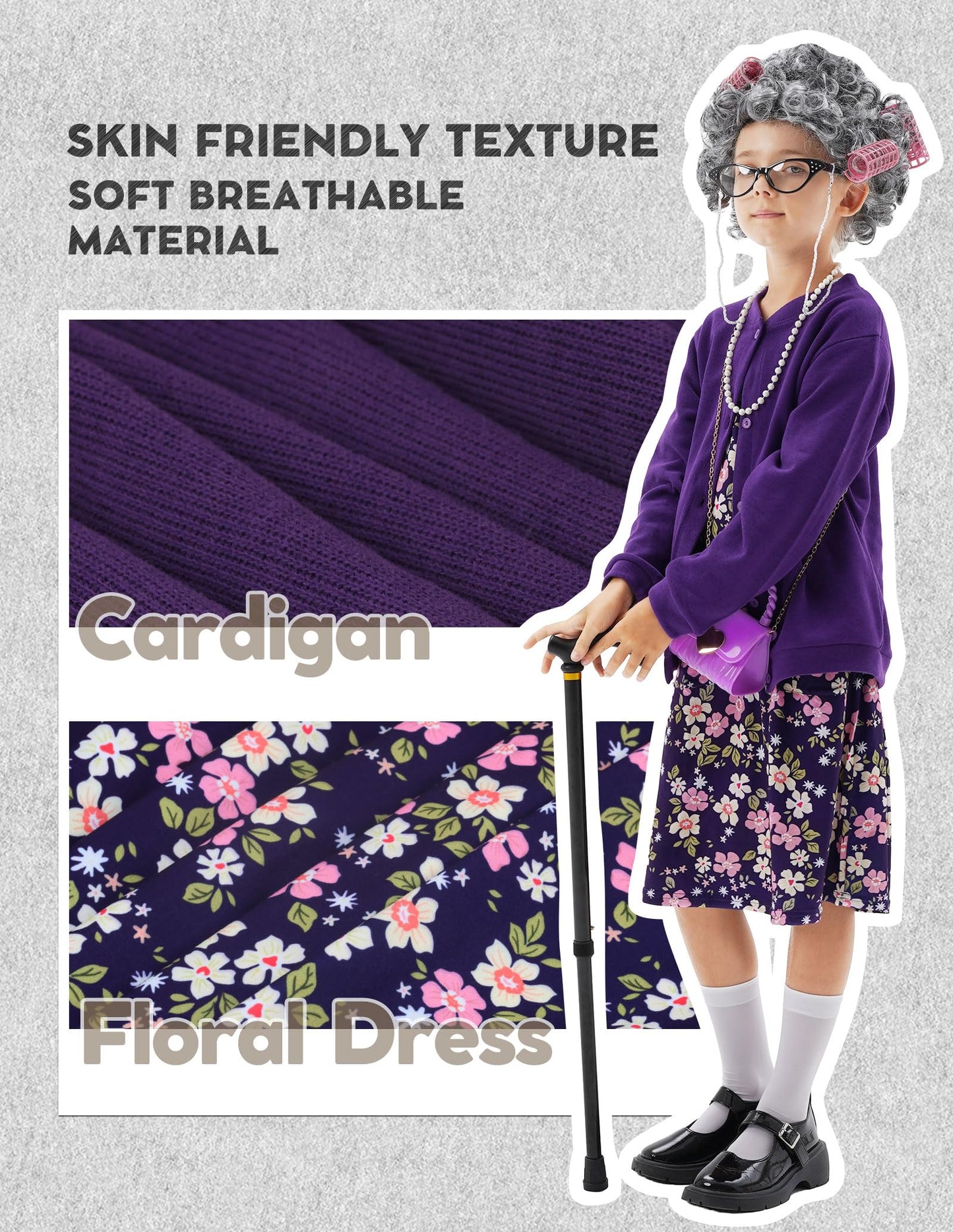 WooWee Kids Girl 100 Days of School Costume – Old Lady Dress Up for Girls