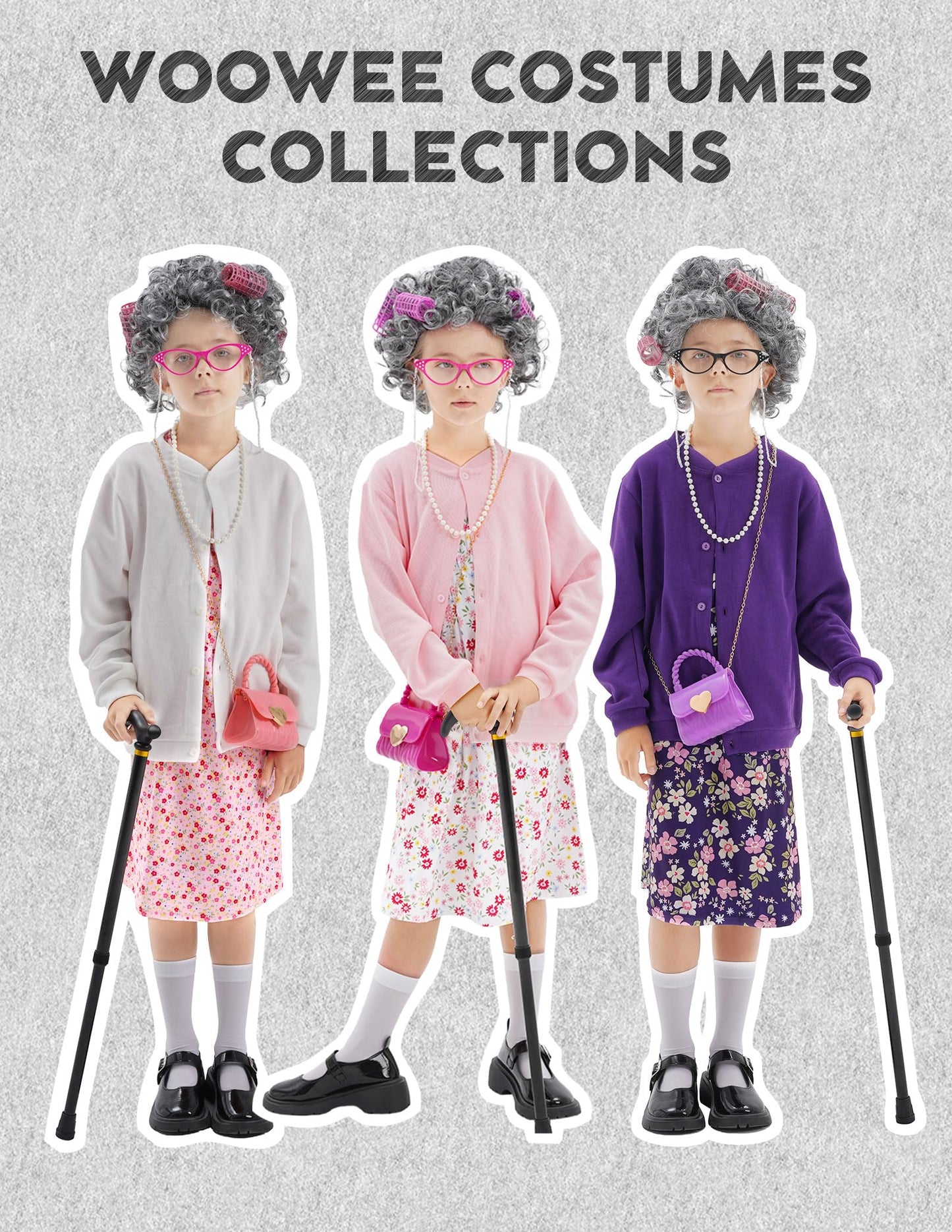 WooWee Kids Girl 100 Days Costume - Old Lady Dress Up for Girls