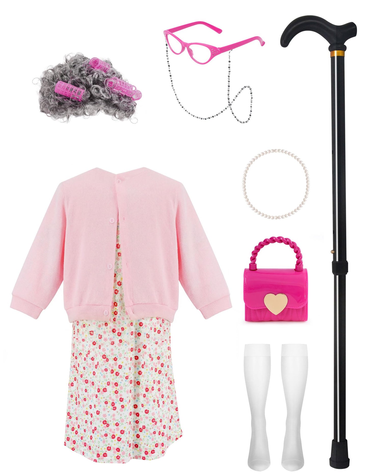 WooWee Kids Girl 100 Days Costume - Old Lady Dress Up for Girls