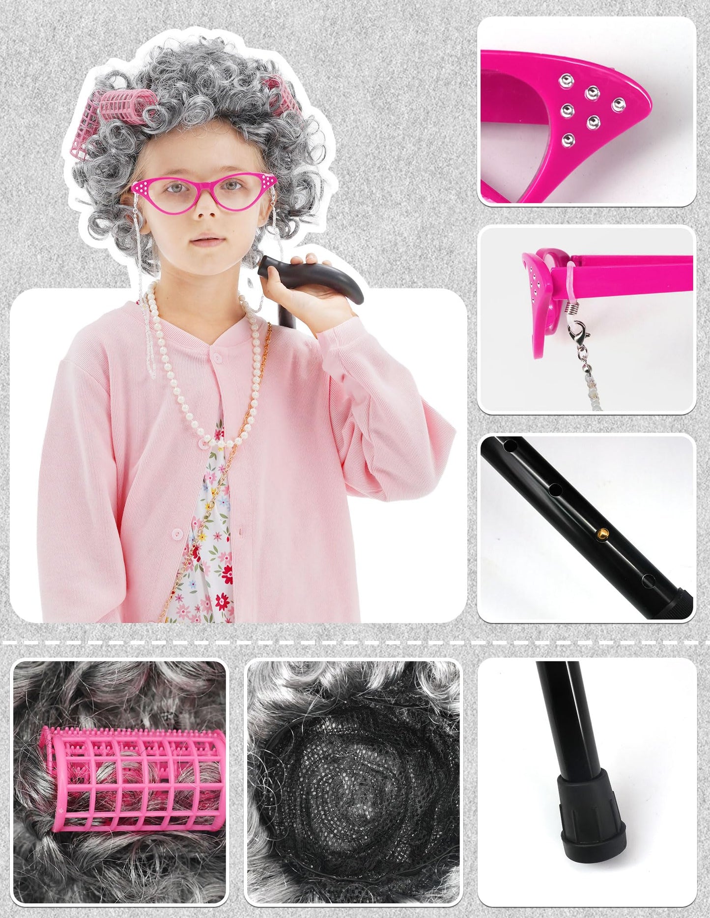 WooWee Kids Girl 100 Days Costume - Old Lady Dress Up for Girls