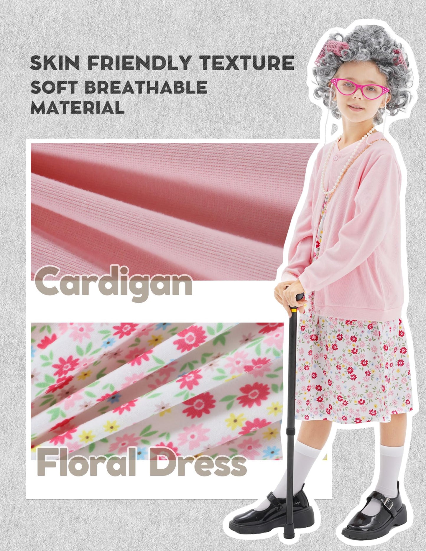 WooWee Kids Girl 100 Days Costume - Old Lady Dress Up for Girls