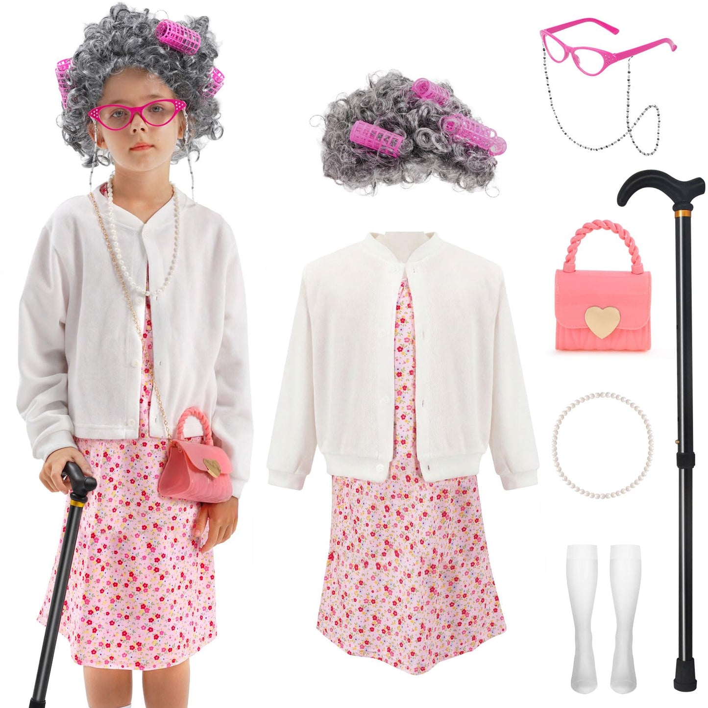 WooWee Kids Old Lady Costume — 100th Day of School Dress Up for Girls