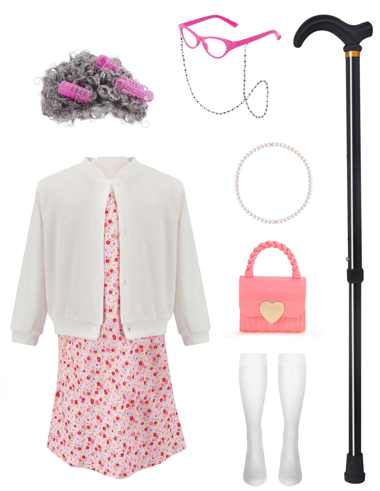 WooWee Kids Old Lady Costume — 100th Day of School Dress Up for Girls