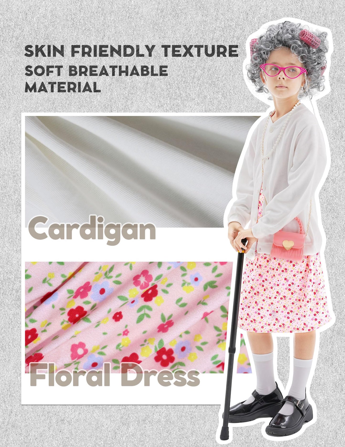 WooWee Kids Old Lady Costume — 100th Day of School Dress Up for Girls