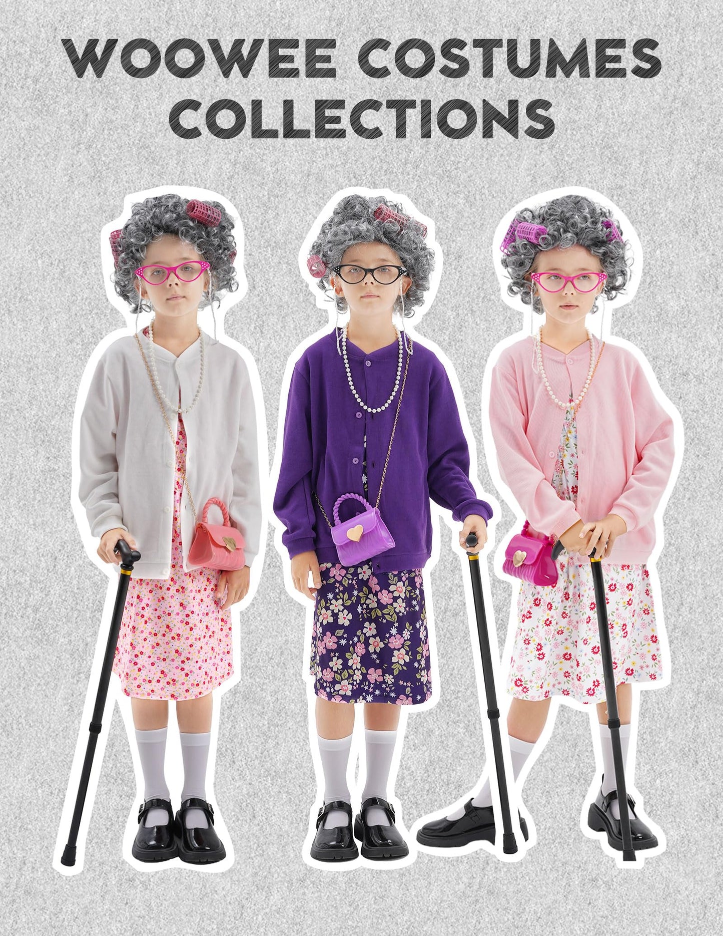 WooWee 100 Days of School Costume for Girls 10-12 | Old Lady Costume for Kids | Halloween Dress Up