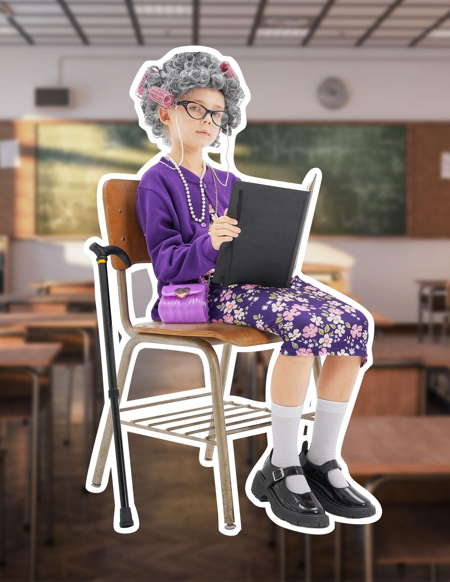 WooWee 100 Days of School Costume for Girls 10-12 | Old Lady Costume for Kids | Halloween Dress Up