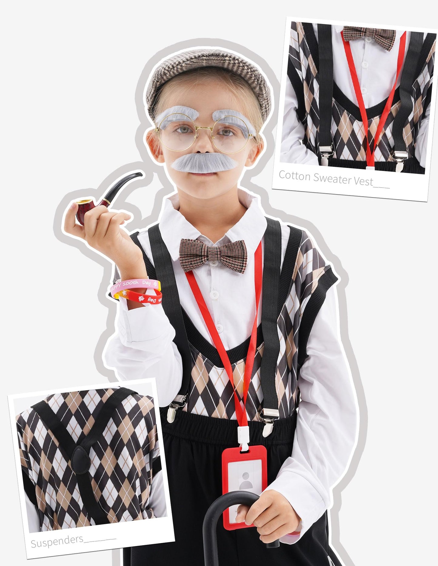 WooWee 100 Days of School Costume for Boys — Grandpa Look (Ages 5–12)