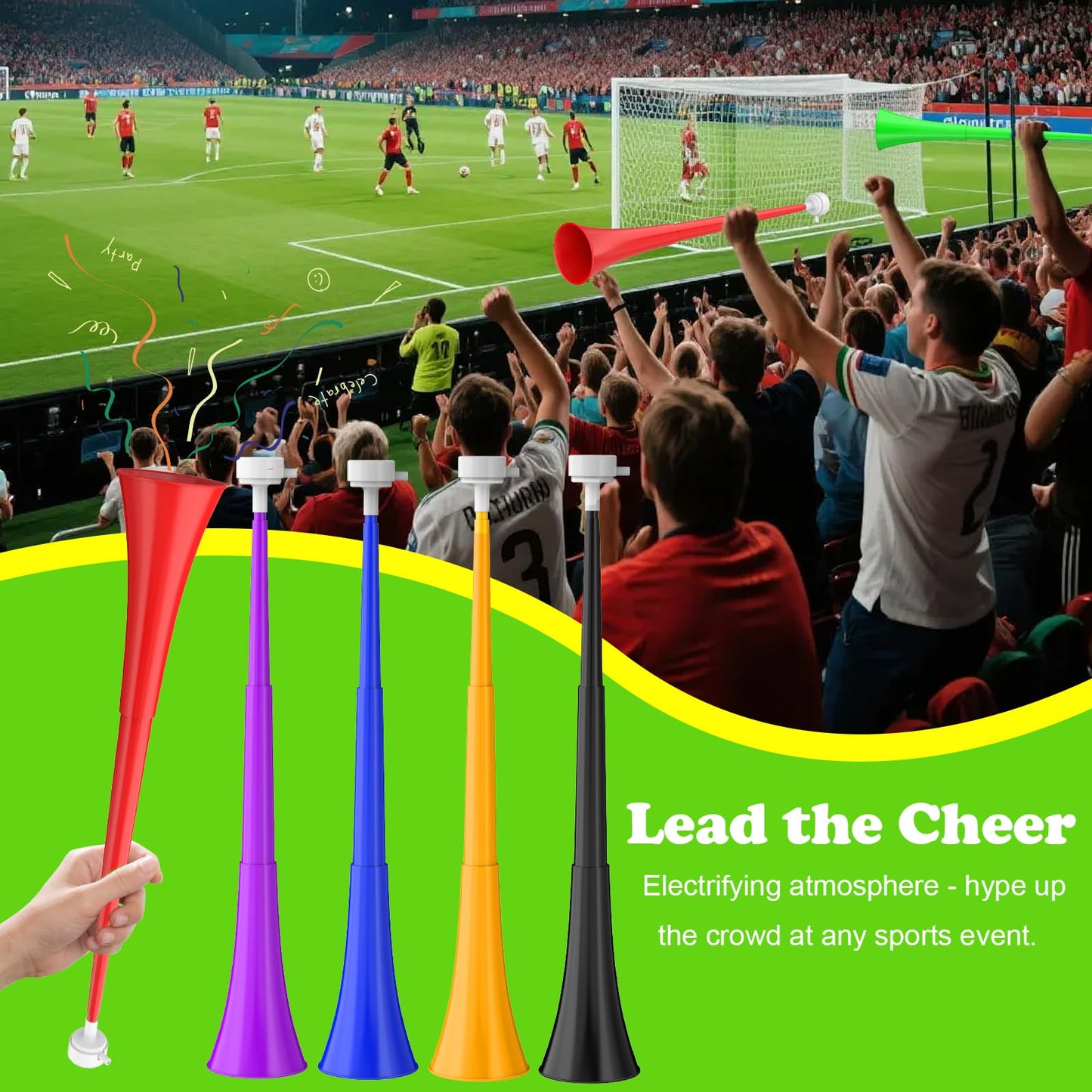 Woowyvyell Collapsible 24-Inch Stadium Horn – Vuvuzela Noisemaker for Sports