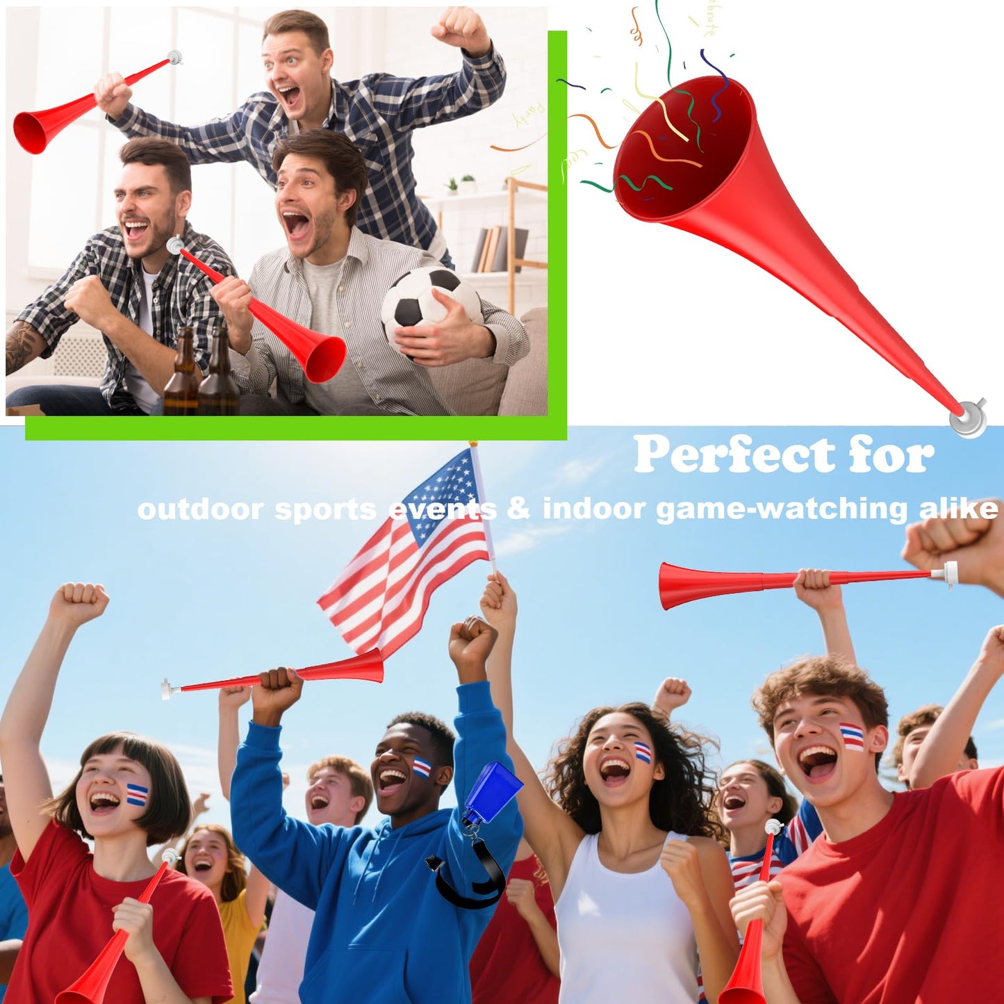 Woowyvyell Collapsible 24-Inch Stadium Horn – Vuvuzela Noisemaker for Sports