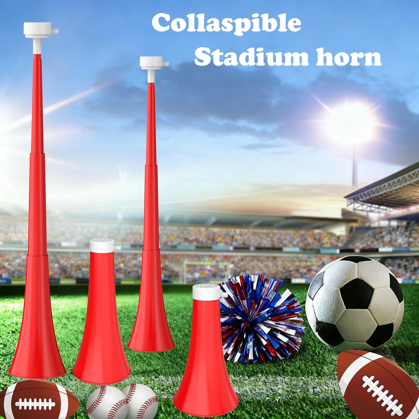 Woowyvyell Collapsible 24-Inch Stadium Horn – Vuvuzela Noisemaker for Sports