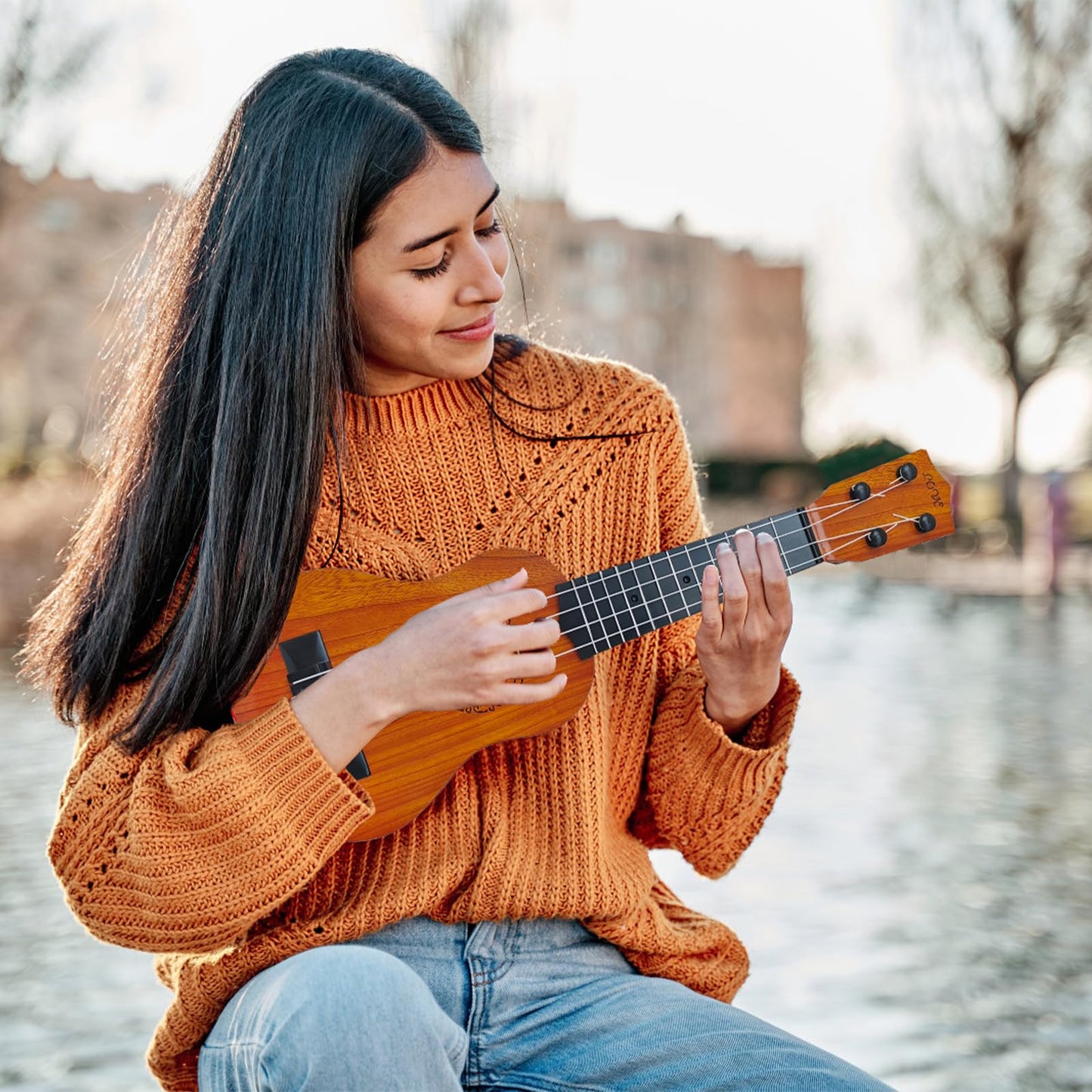 Woozettn Kids 17-Inch Ukulele Toy – 4-String Educational Guitar for Toddlers & Preschoolers