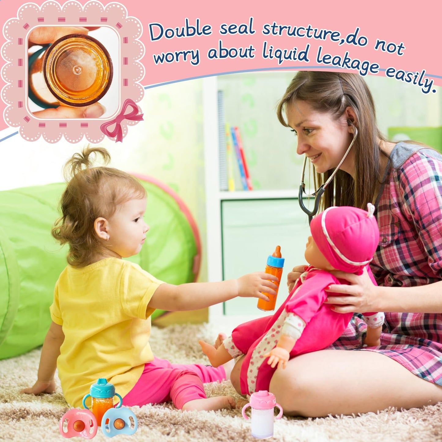 Woozettn 13-Piece Baby Doll Feeding Set | Magic Bottle & Accessories