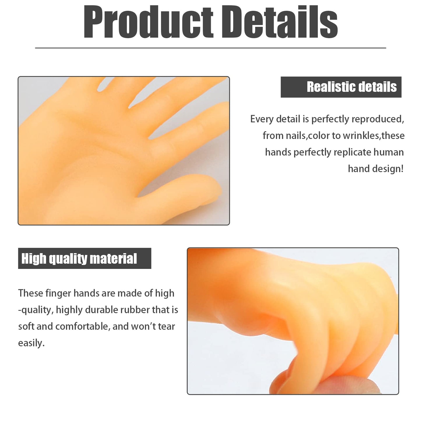 Woozettn 14 Pcs Tiny Finger Hands – Premium Rubber Mini Hand Puppets for Party Gags & Puppet Shows