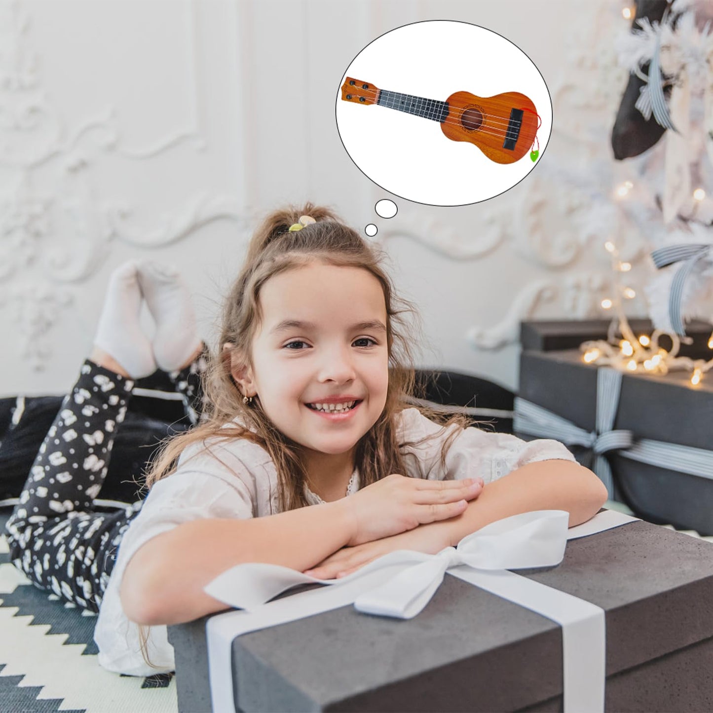 Woozettn Kids 17-Inch Ukulele Toy – 4-String Educational Guitar for Toddlers & Preschoolers