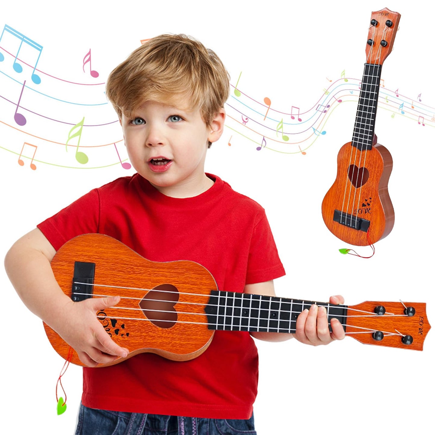 Woozettn Kids Toy Classical Ukulele 17-Inch – Educational 4-String Guitar for Toddlers