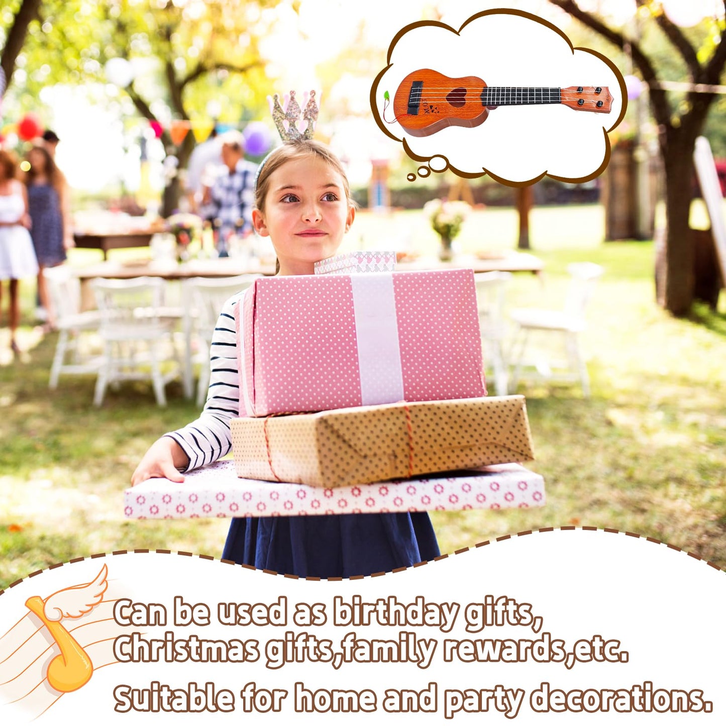 Woozettn Kids Toy Classical Ukulele 17-Inch – Educational 4-String Guitar for Toddlers