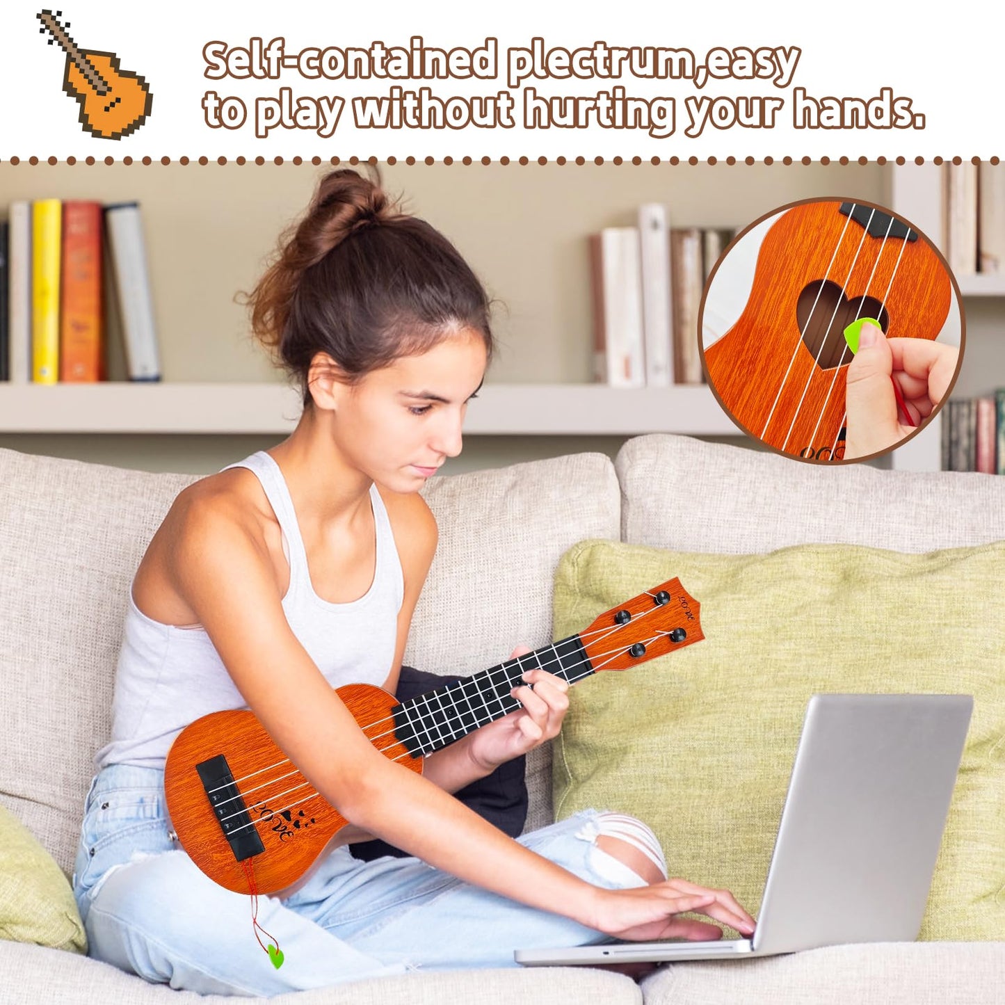 Woozettn Kids Toy Classical Ukulele 17-Inch – Educational 4-String Guitar for Toddlers