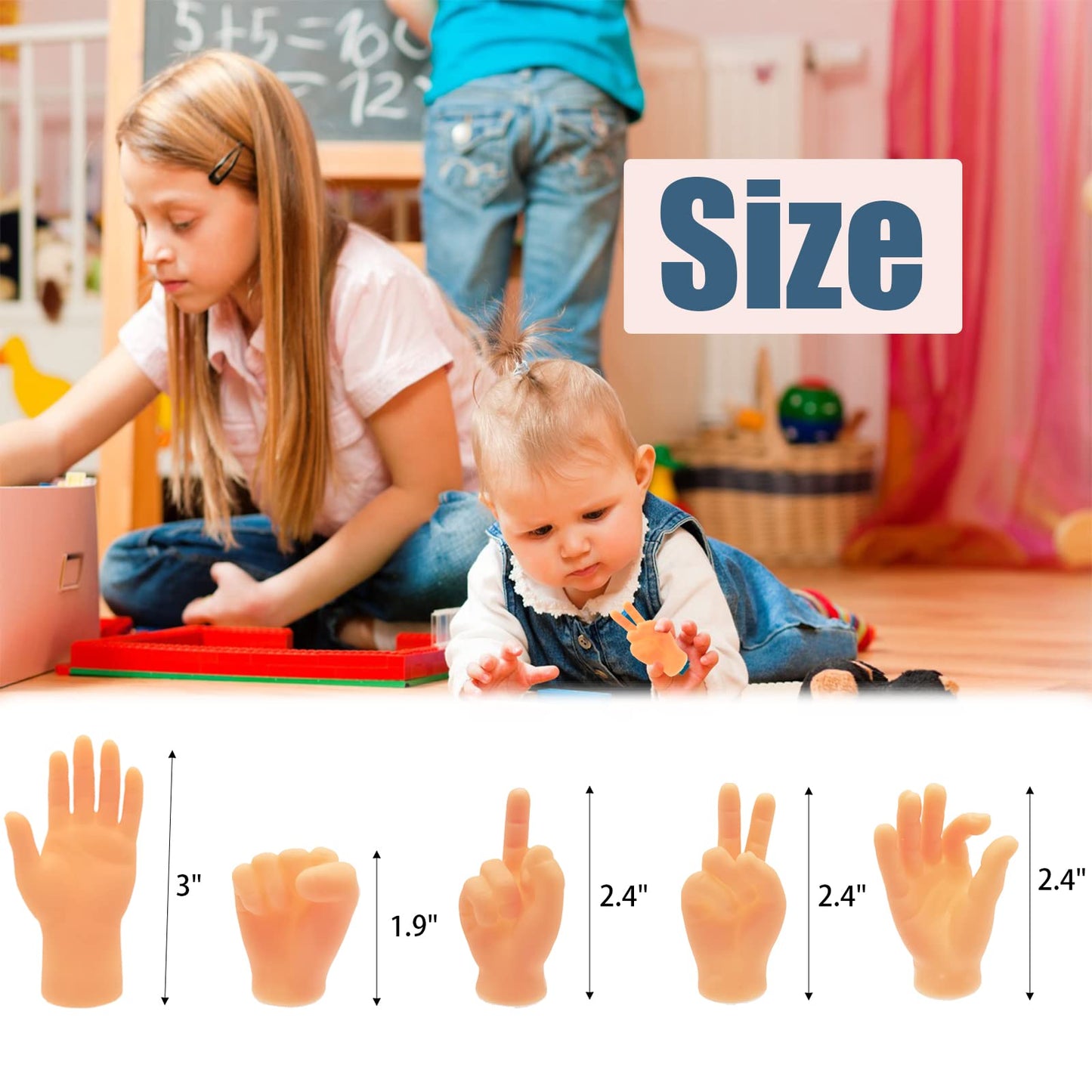 Woozettn 14 Pcs Tiny Finger Hands – Premium Rubber Mini Hand Puppets for Party Gags & Puppet Shows