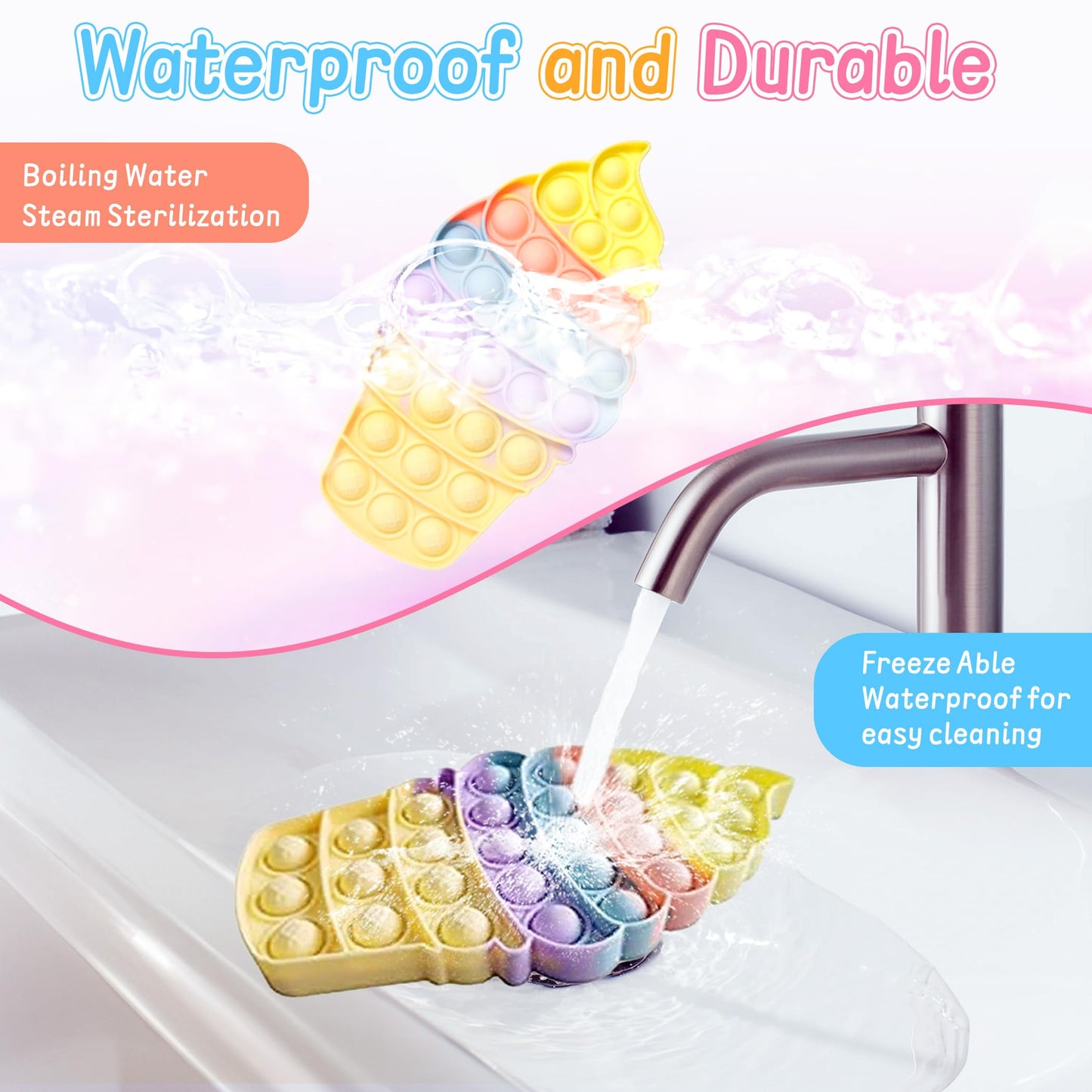 Woplagyreat Kids Push Bubble Fidget Toy – Ice Cream Cone Sensory Toy for 3-7 Year Olds